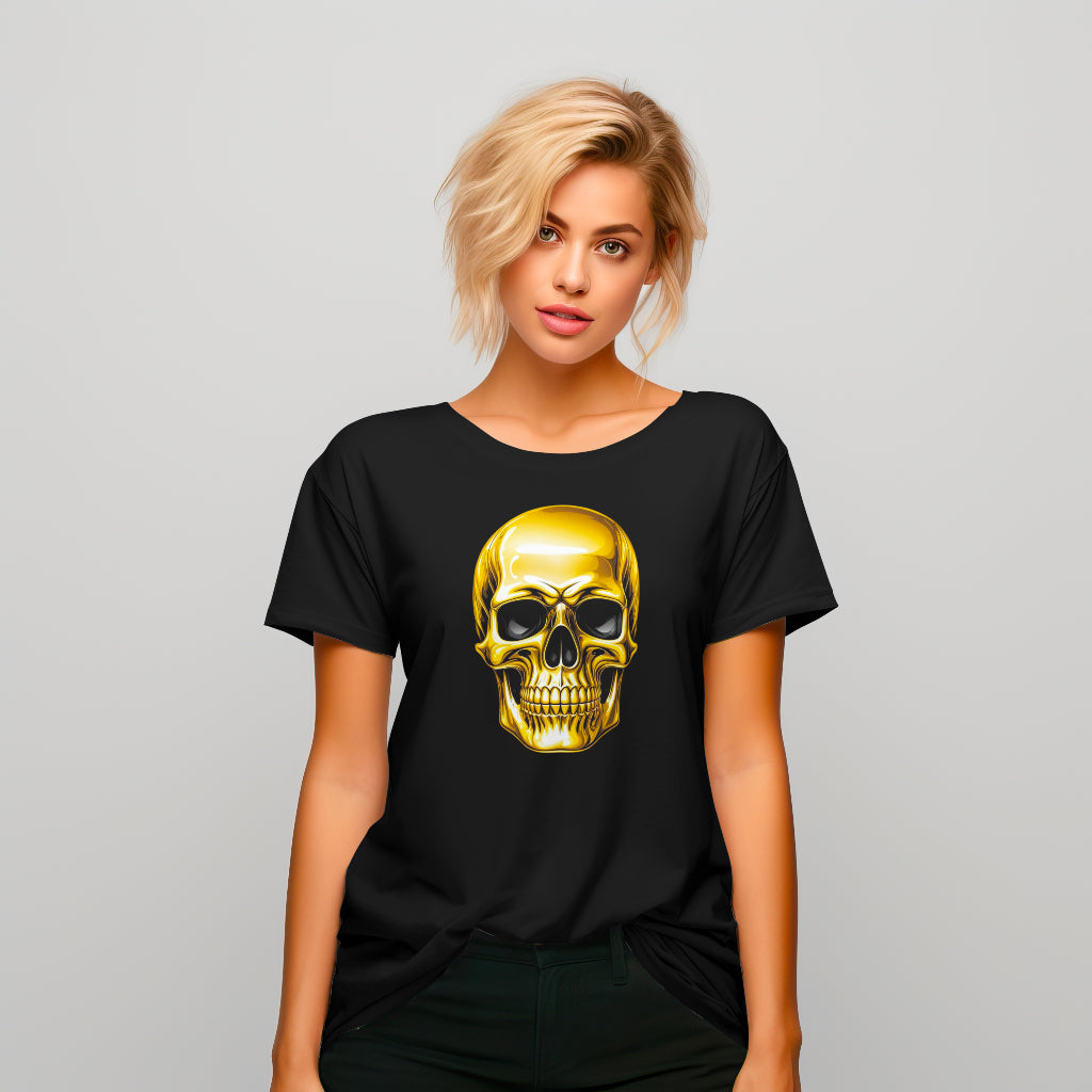 Schweres oversized T-Shirt - golden Skull