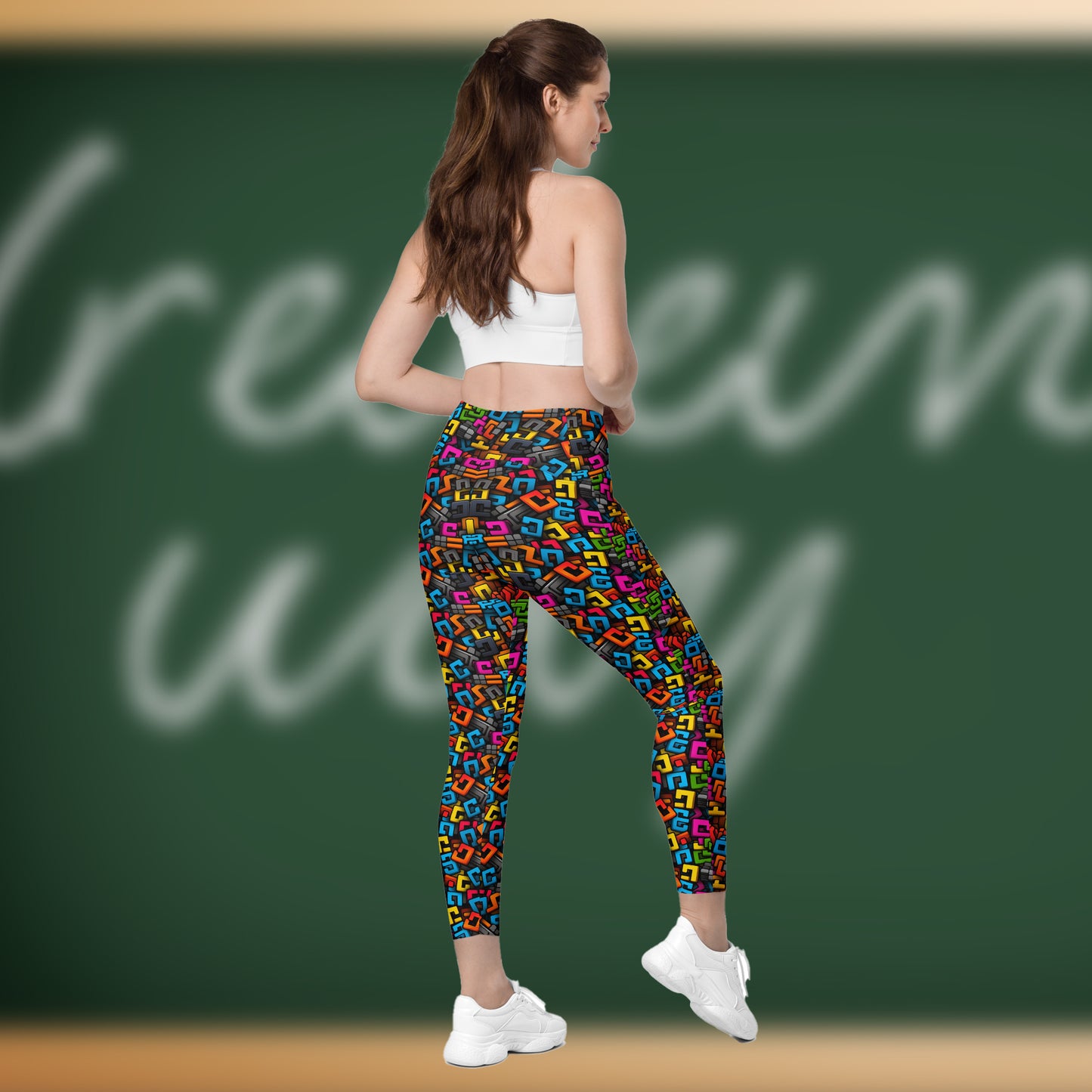 Leggings mit Taschen - Bunte Buchstaben