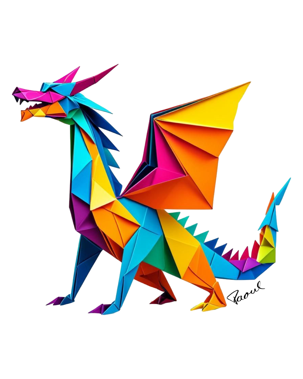 DryBlend® T-Shirt - Origami Bunter Drache