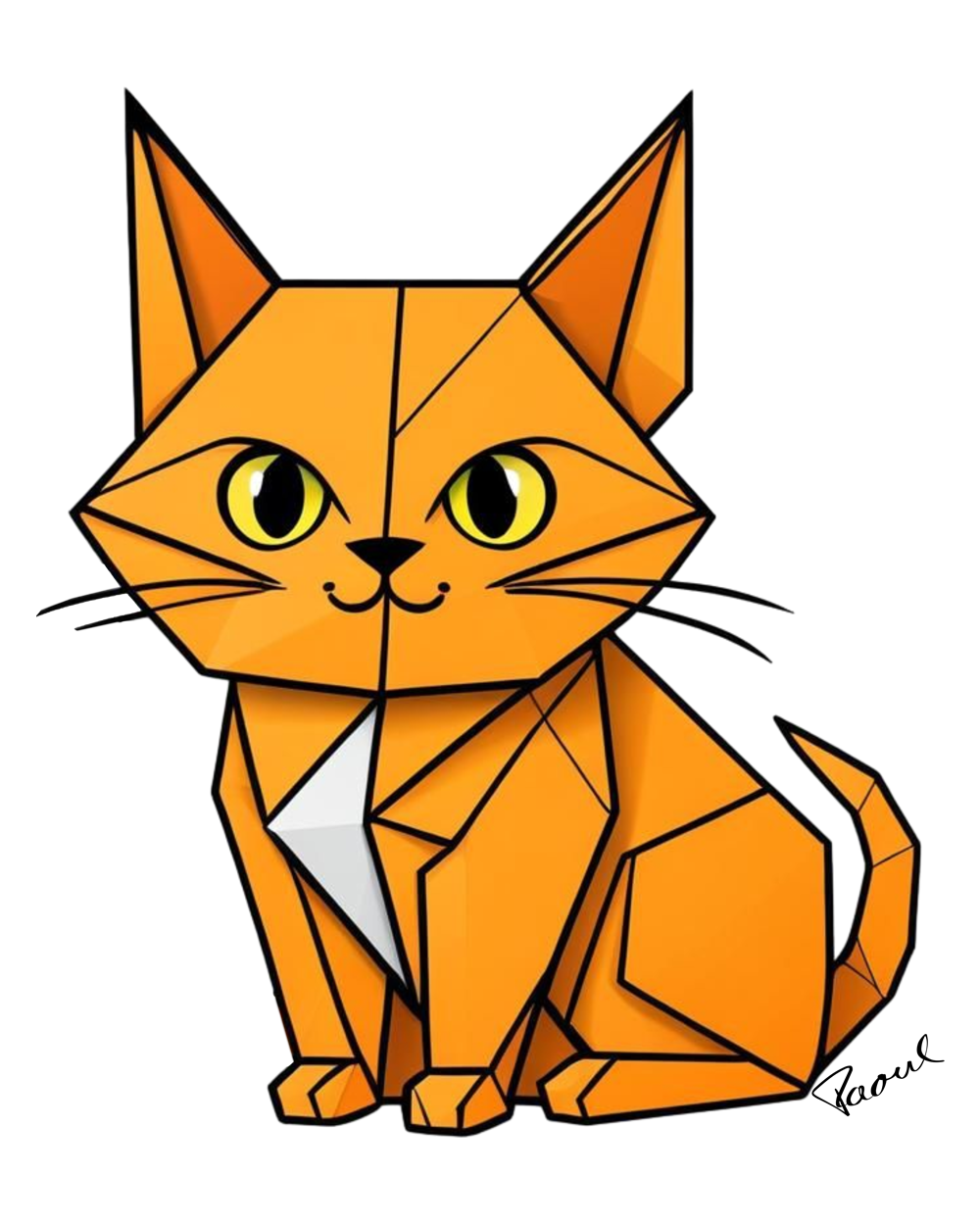 DryBlend® T-Shirt - Origami Die gelbe Katze