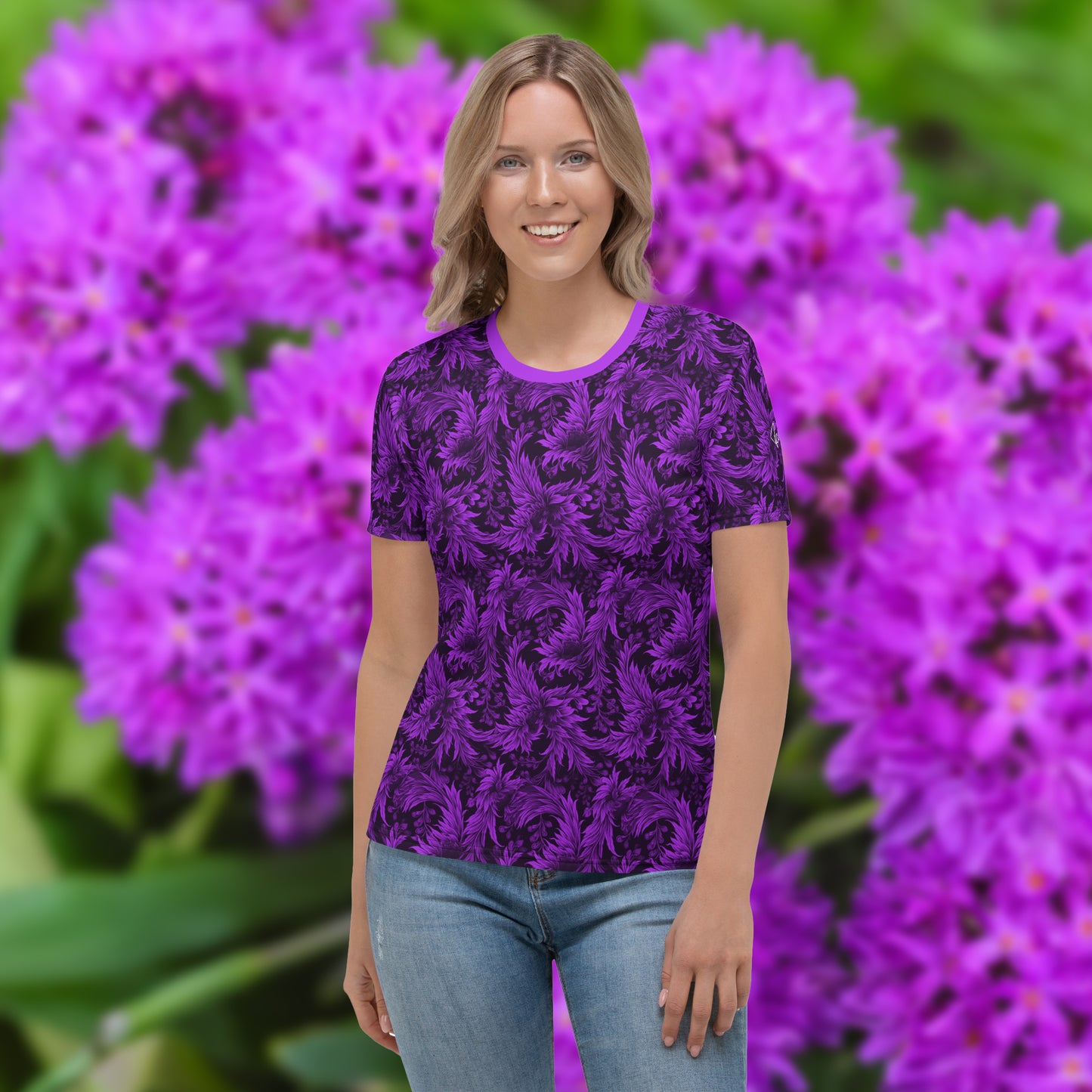 AllOver-Damen-T-Shirt - Exoticblüte-Violett