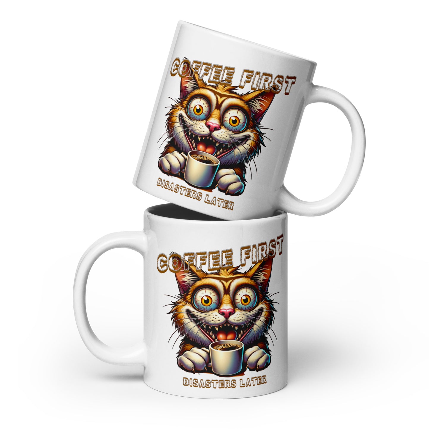 Weiße, glänzende Tasse - Coffee first