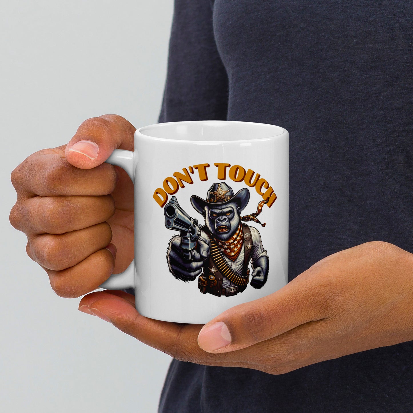 Weiße, glänzende Tasse - Don't Touch