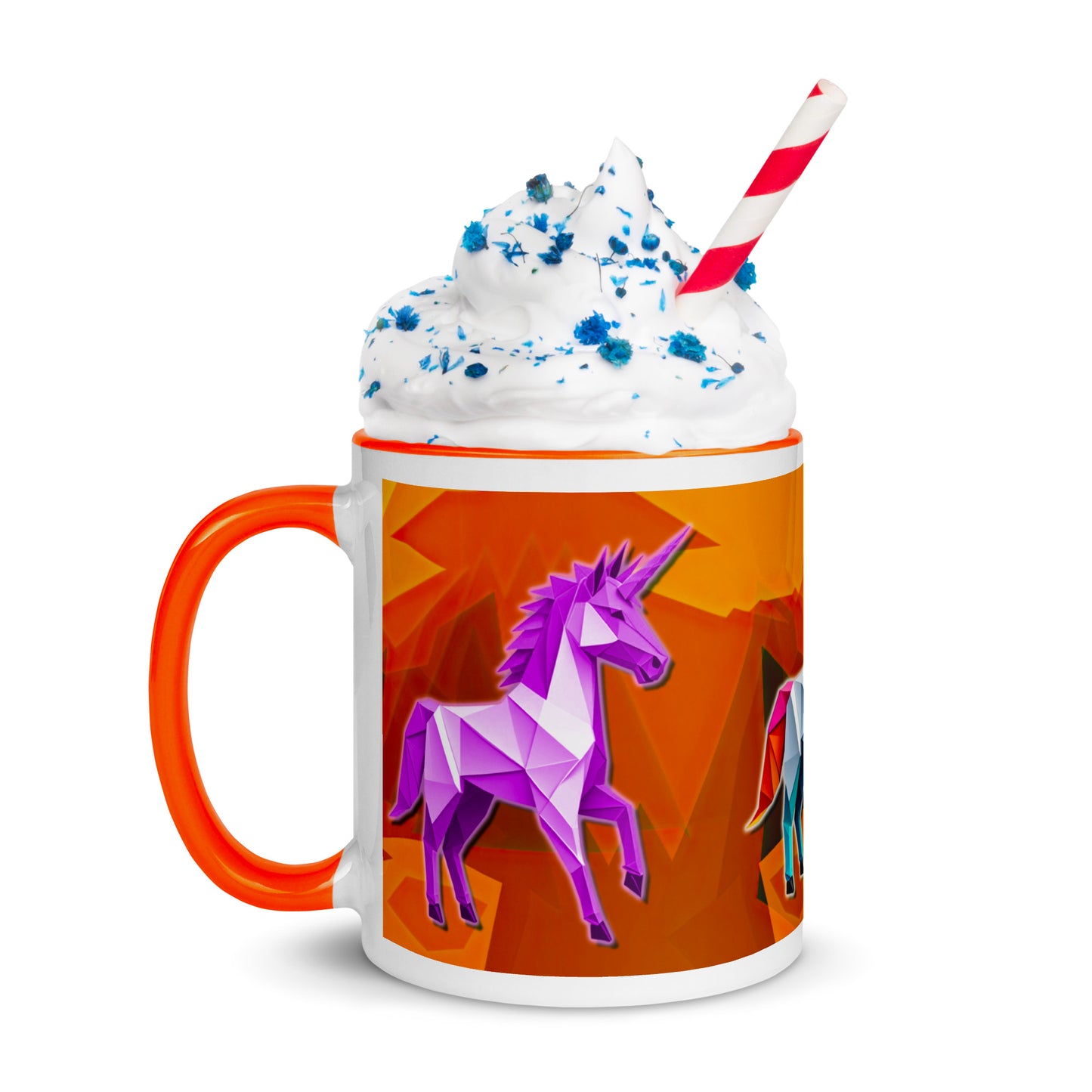 Tasse mit farbiger Innenseite - Origami-Einhorn