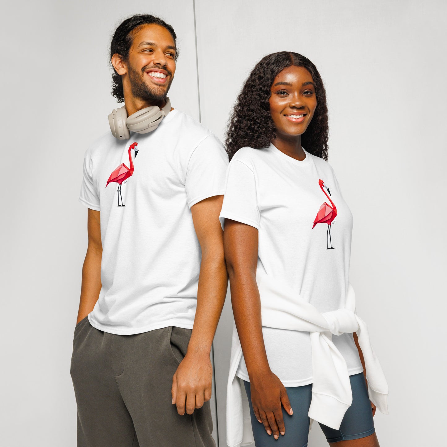 DryBlend® T-Shirt - Origami rote Flamingo
