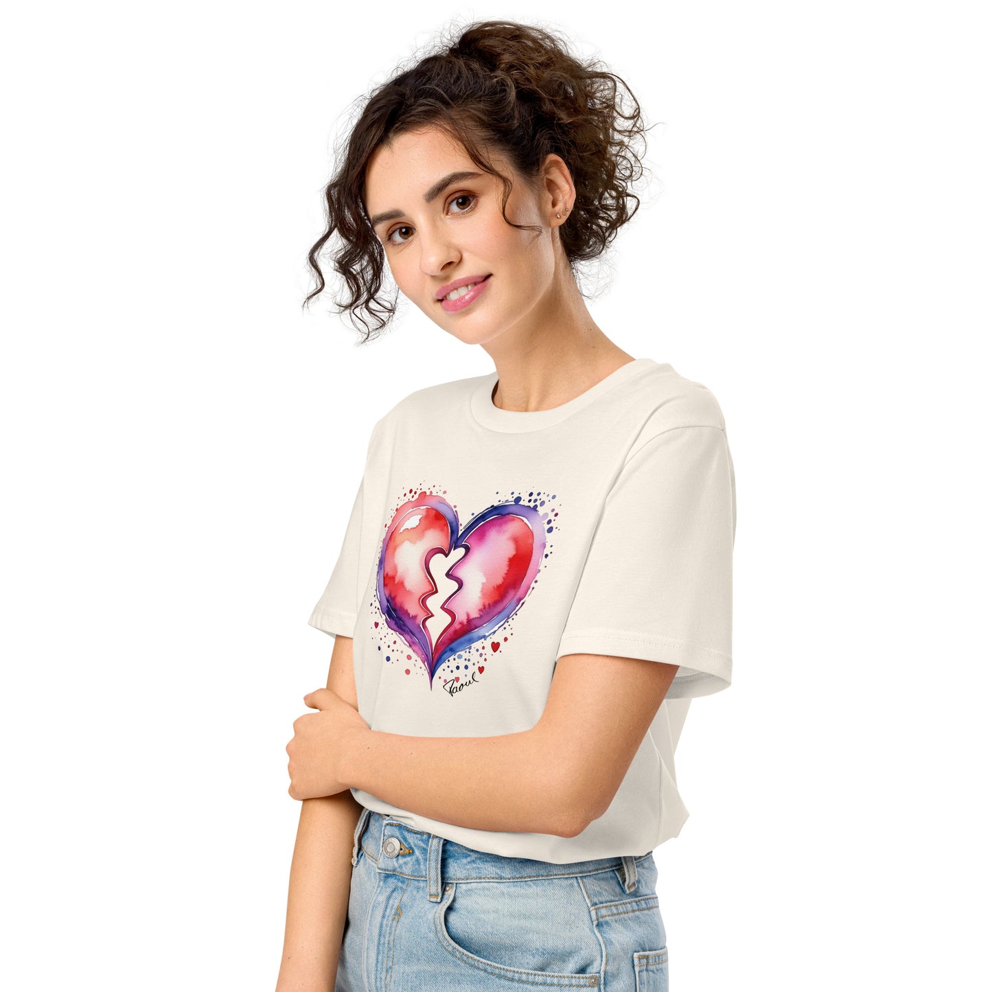 Mittelschweres Damen Bio-T-Shirt - gebrochenes Herz