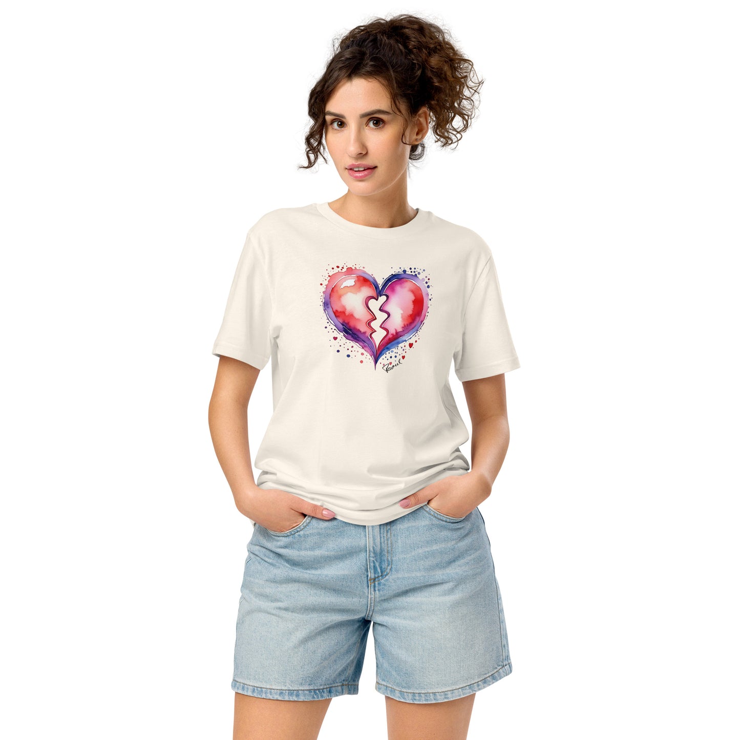 Mittelschweres Damen Bio-T-Shirt - gebrochenes Herz