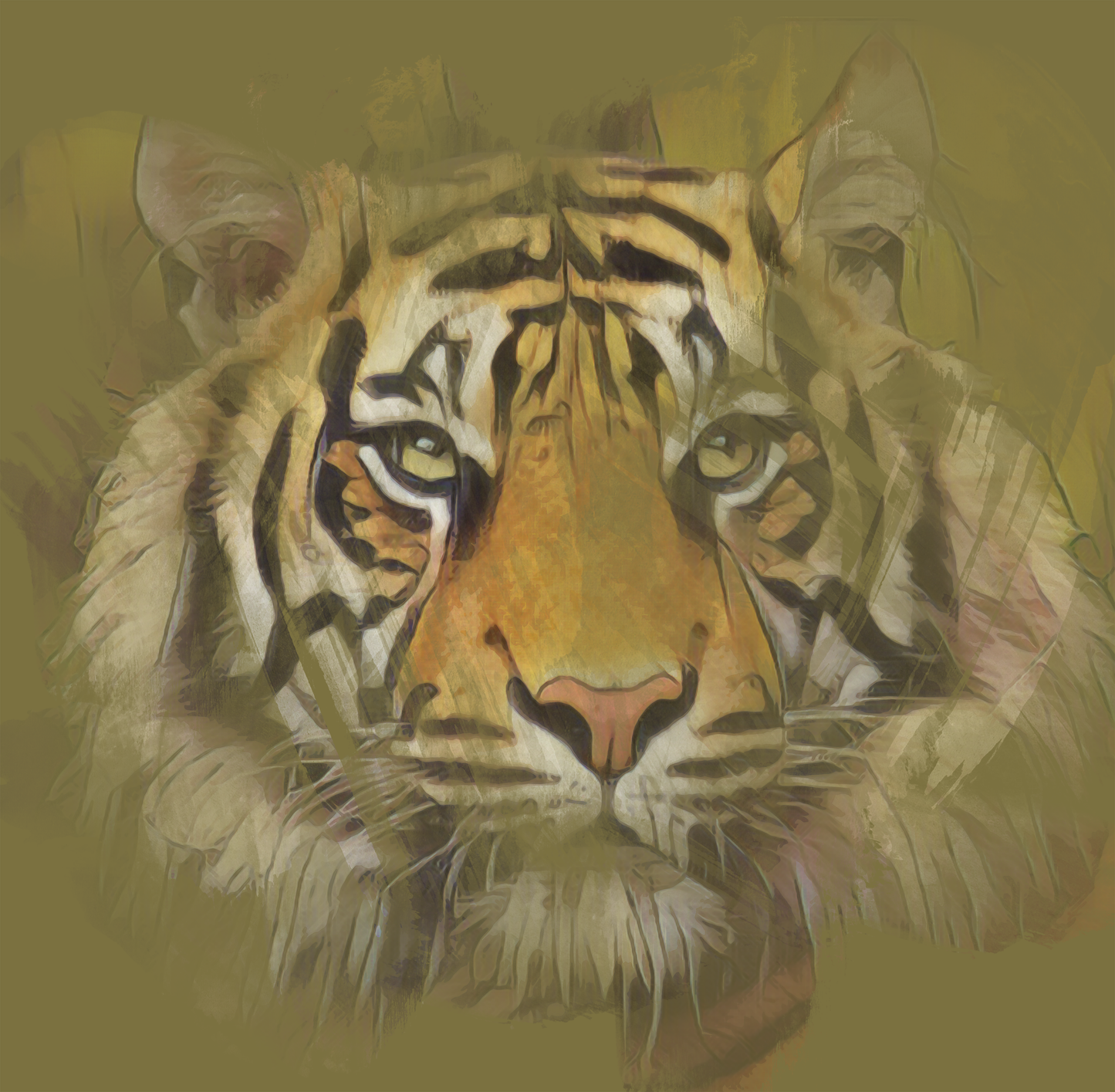 Einteiliger Badeanzug - Tiger (Khaki)