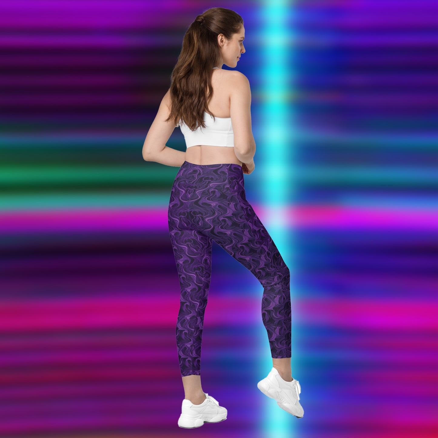 Leggings mit Taschen - Violette Wellen