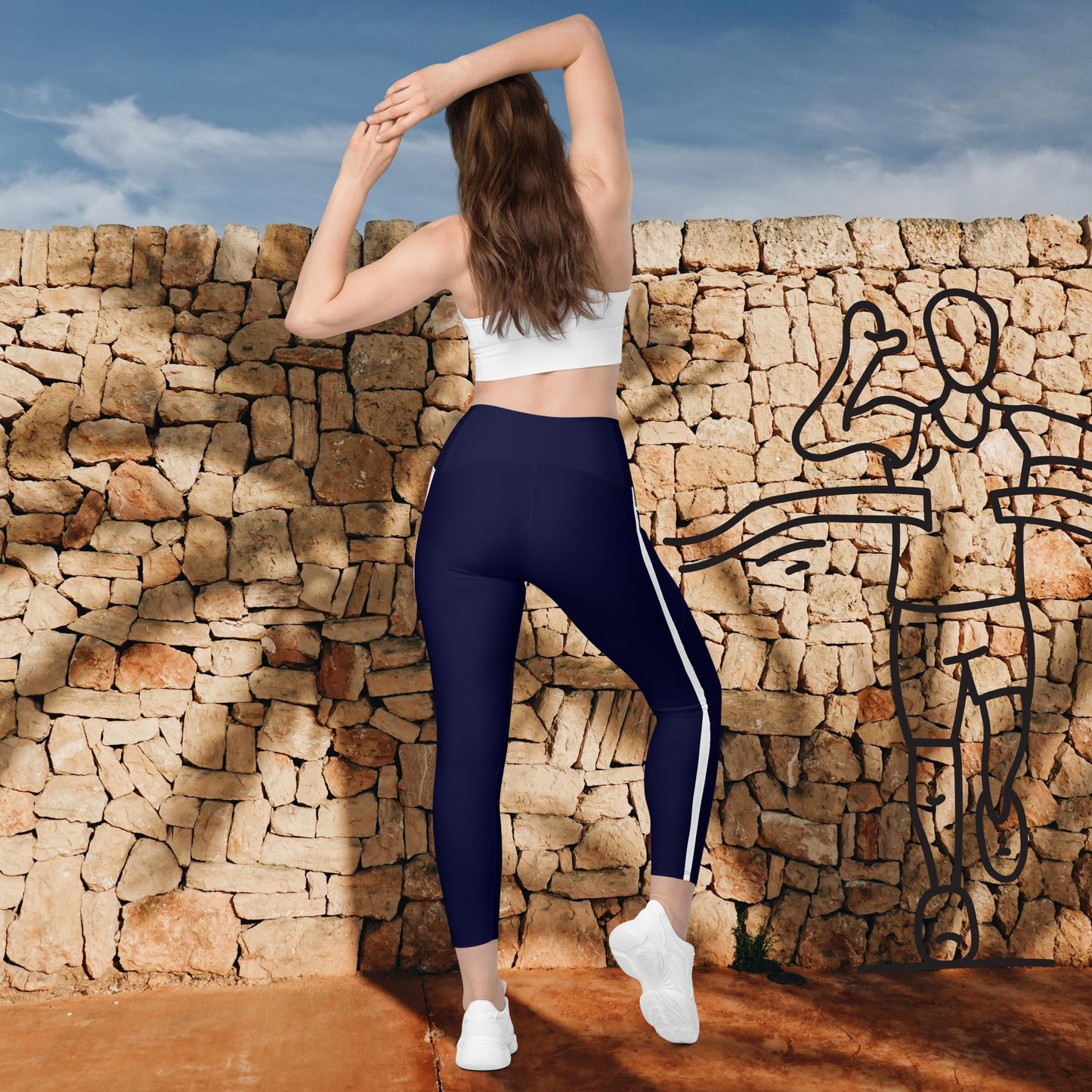 Leggings mit Taschen - DKL-Blau W-Streif