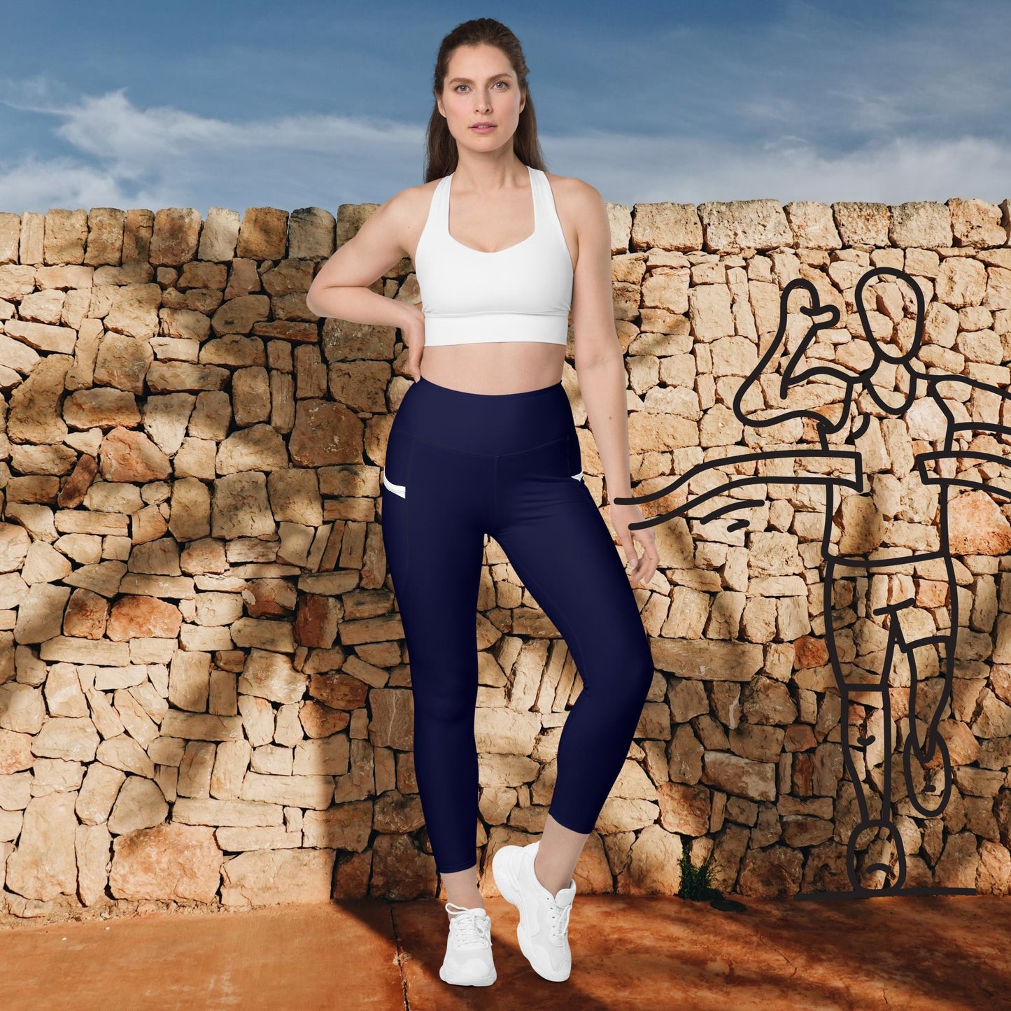 Leggings mit Taschen - DKL-Blau W-Streif