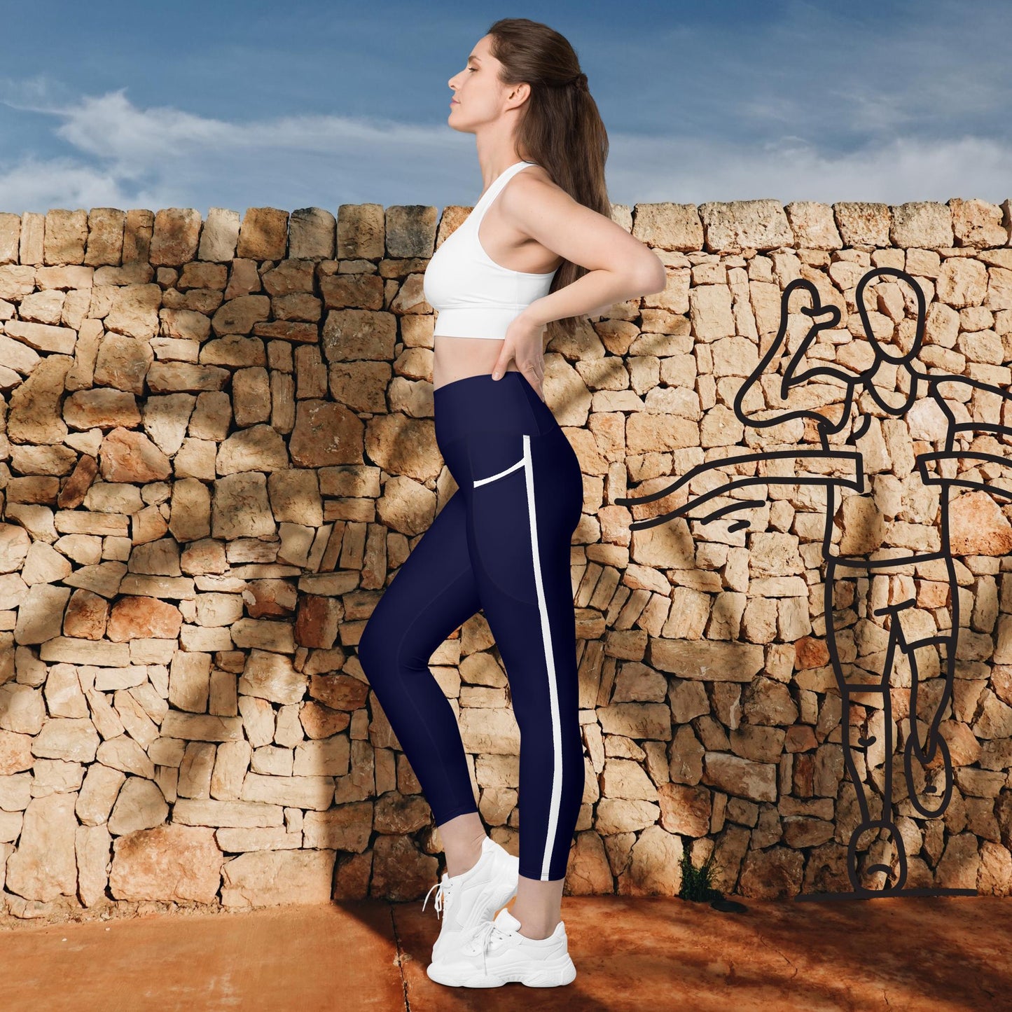Leggings mit Taschen - DKL-Blau W-Streif