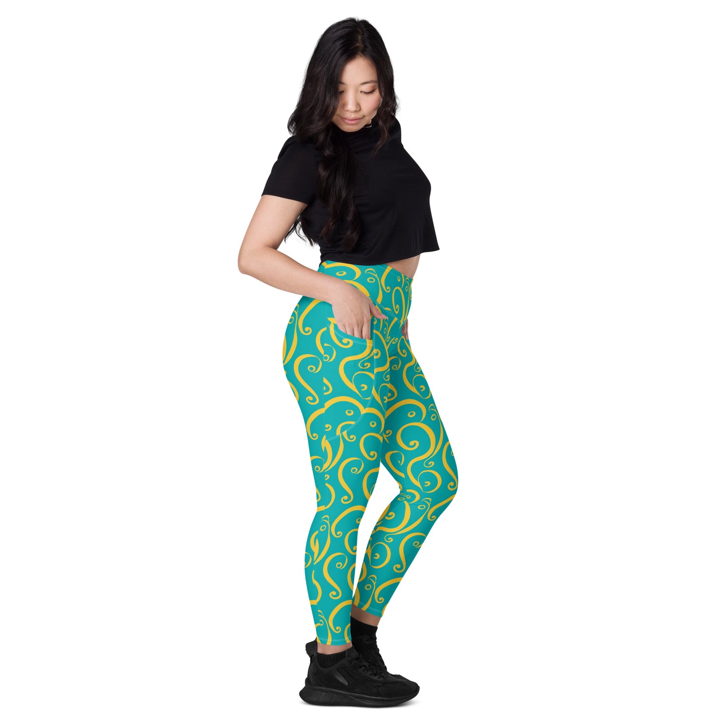 Leggings mit Taschen - Gelbe Welle