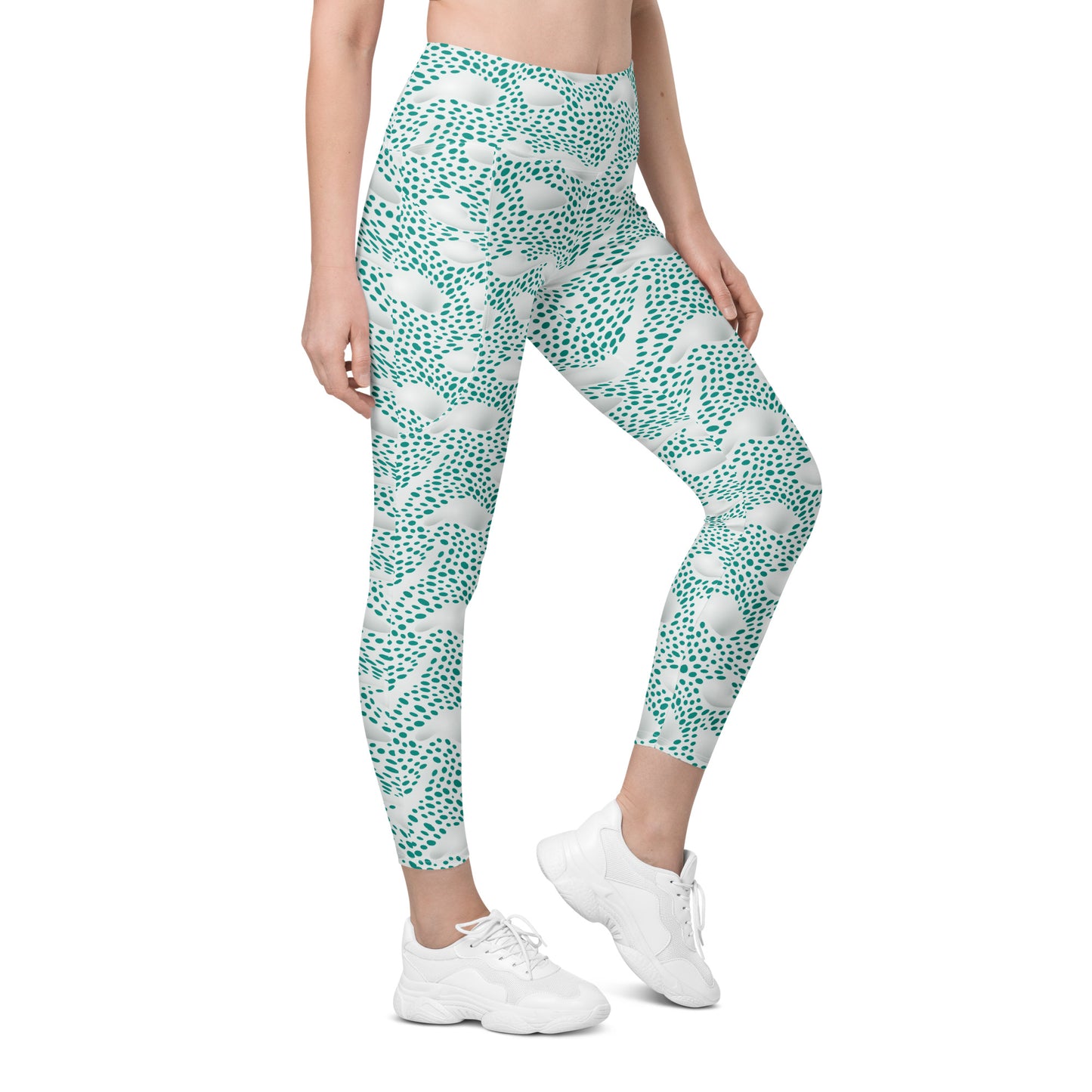 Leggings mit Taschen - Grüne Pünktchen