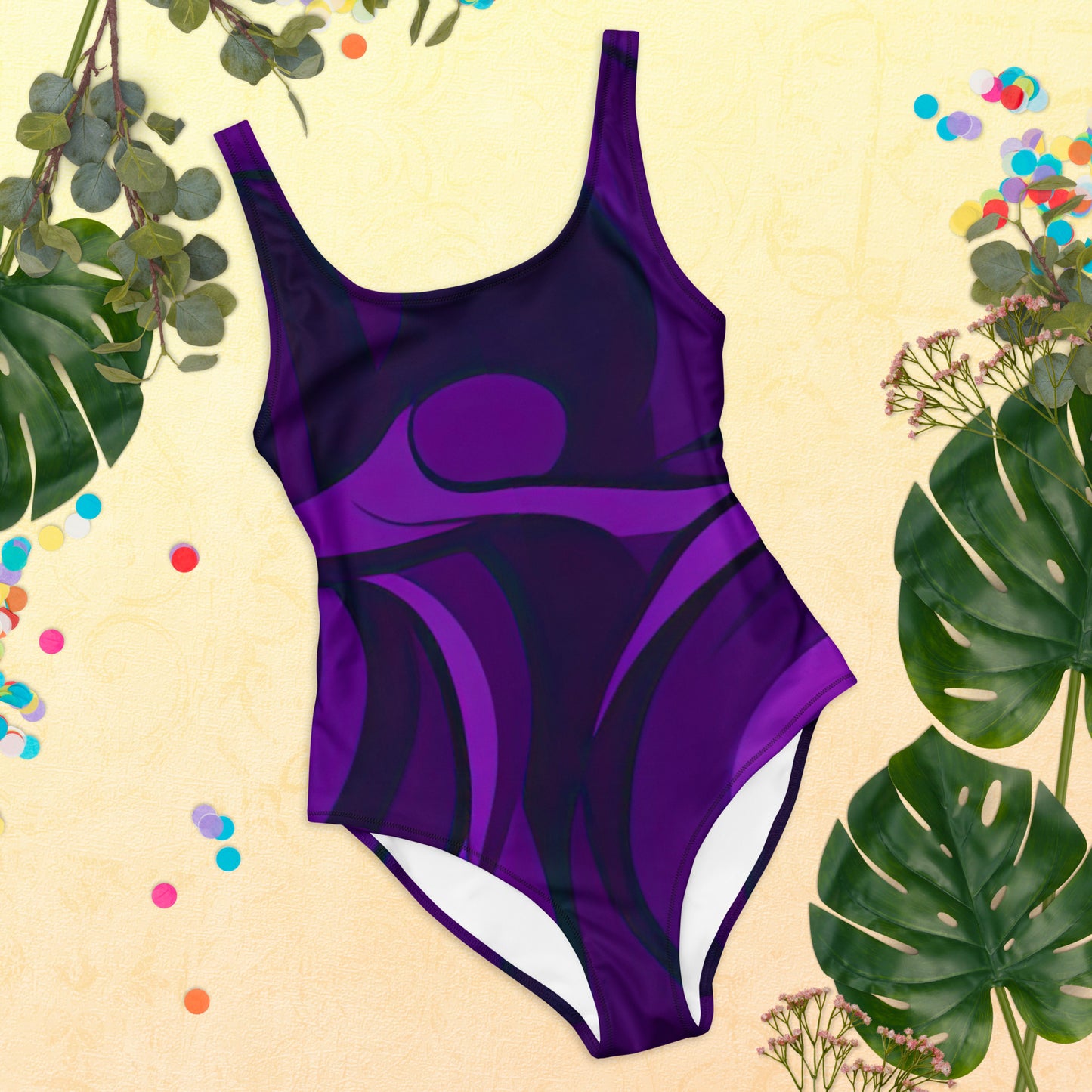 Einteiliger Badeanzug - Black-Violett