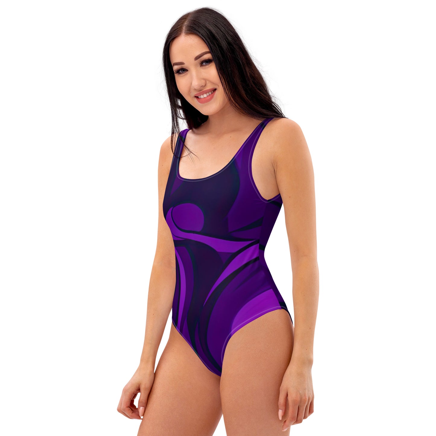 Einteiliger Badeanzug - Black-Violett