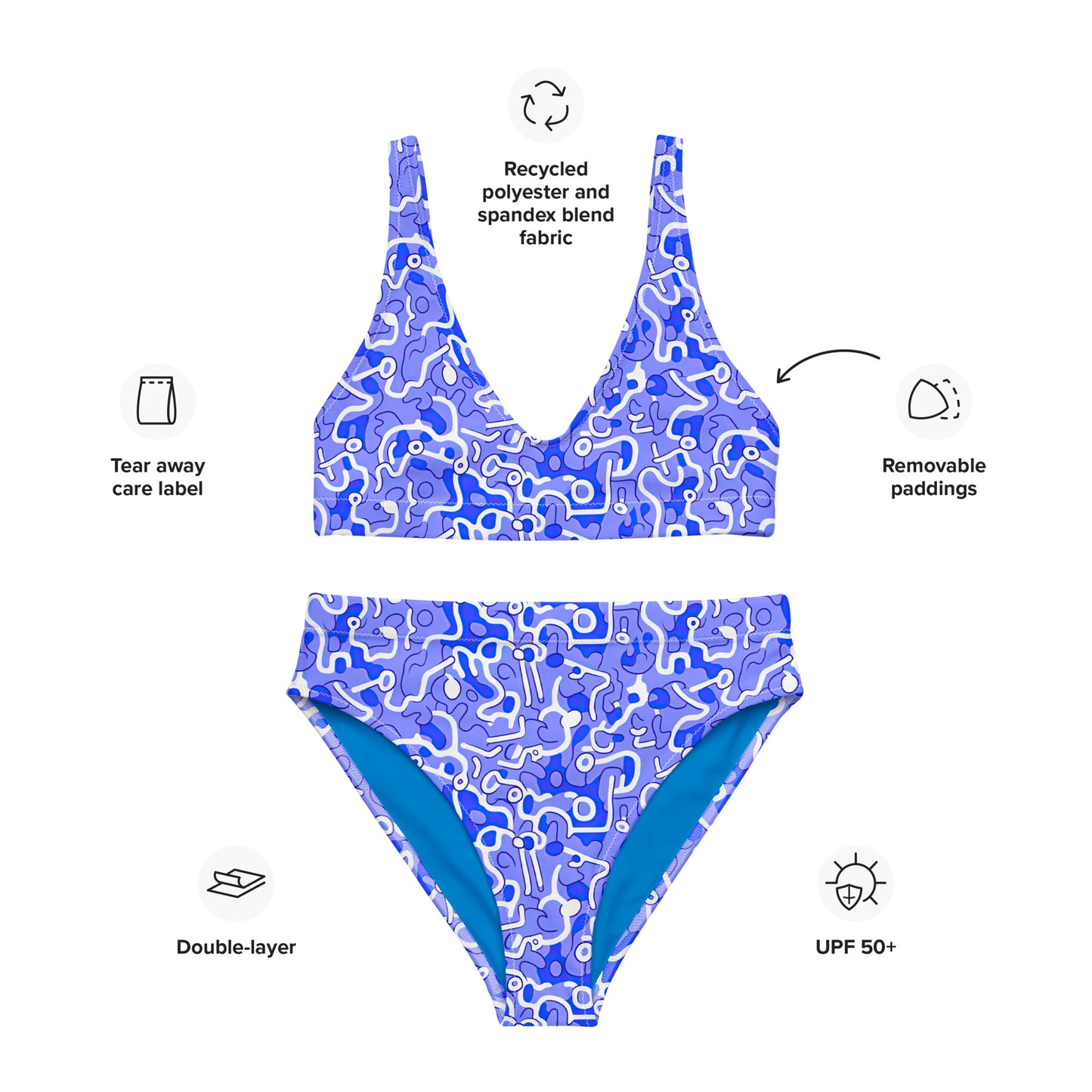 High Waist Bikini - weiße Linien