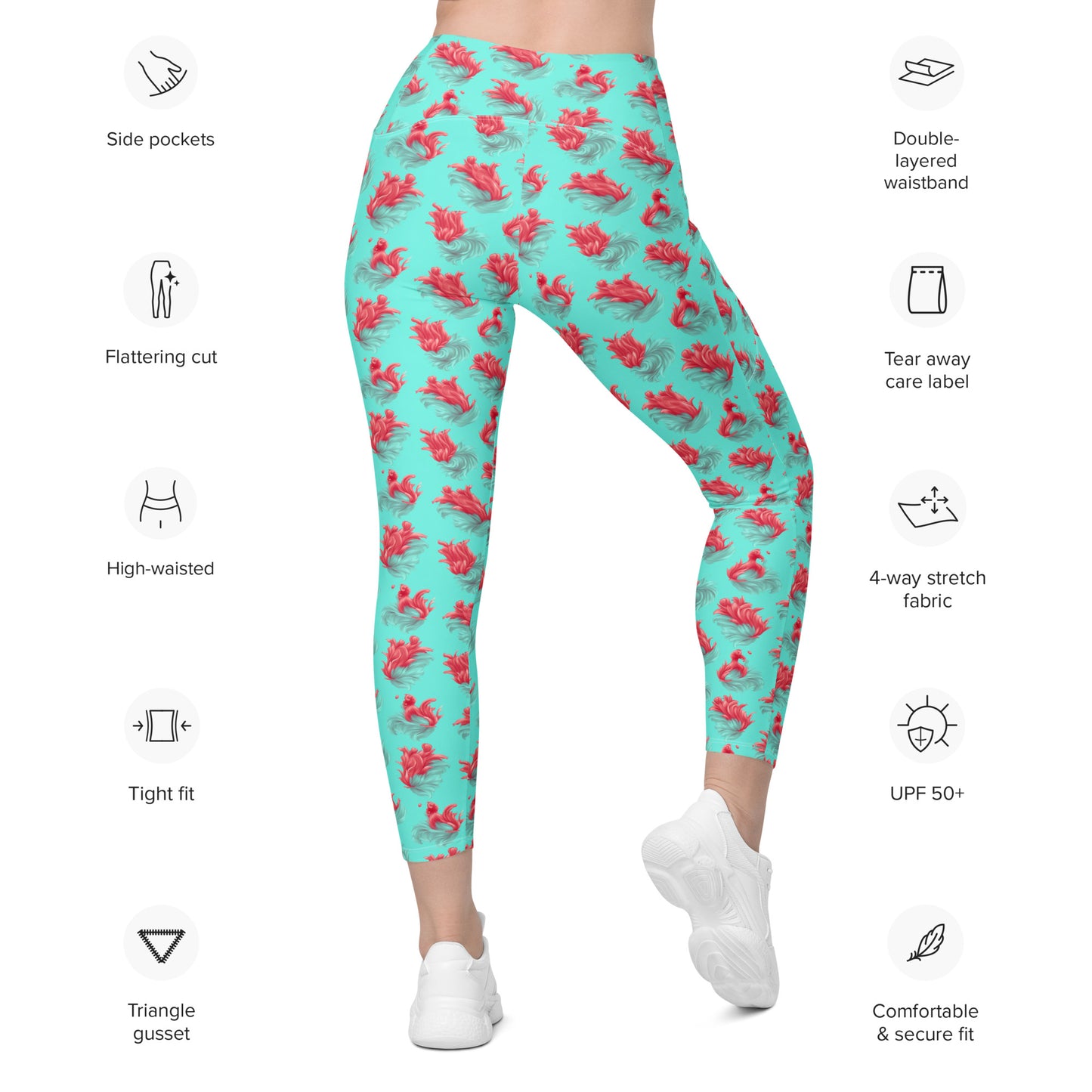 Leggings mit Taschen - Rote Flamme