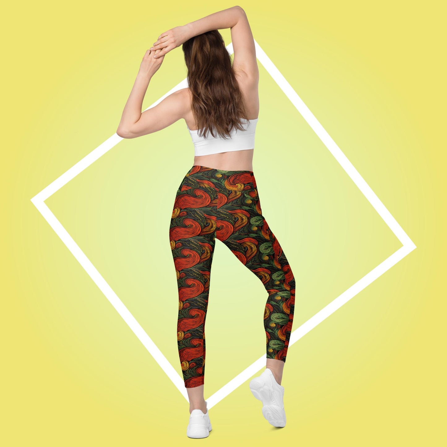 Leggings mit Taschen - Rotes Paisley