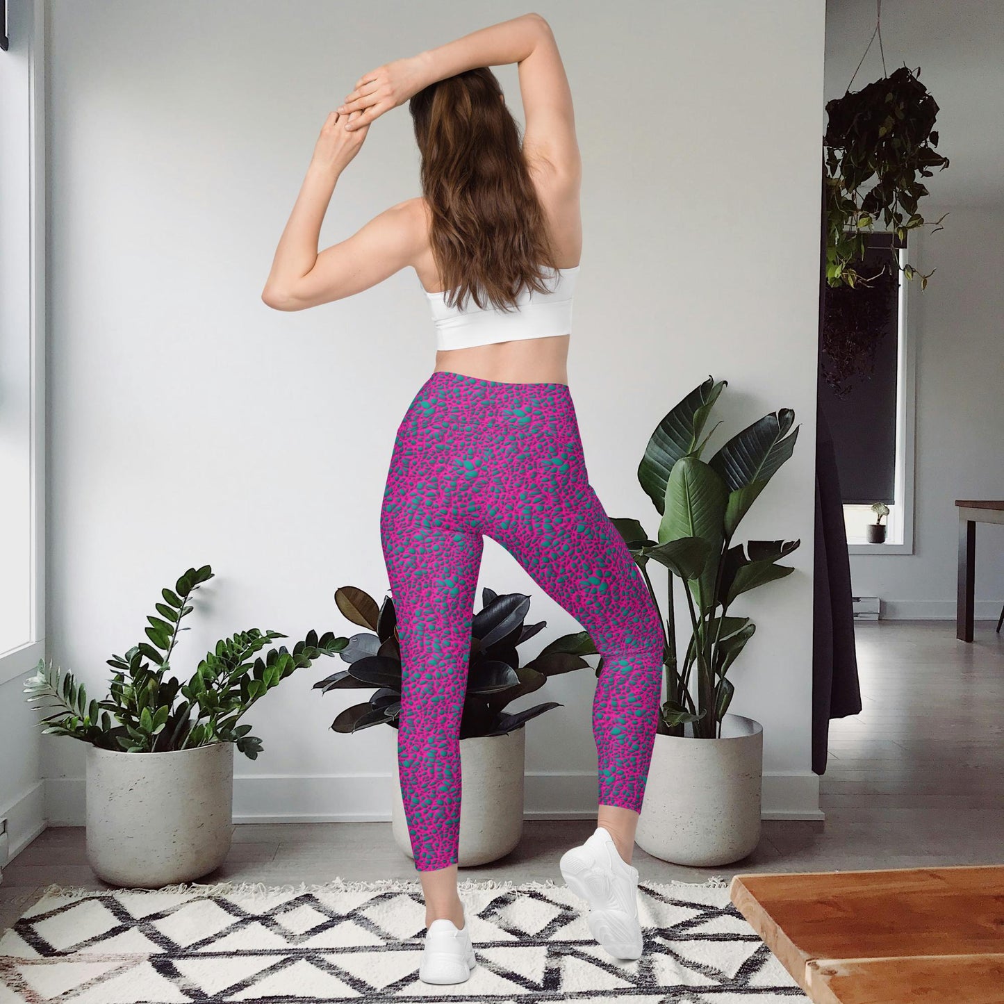 Leggings mit Taschen - Türkise Steine