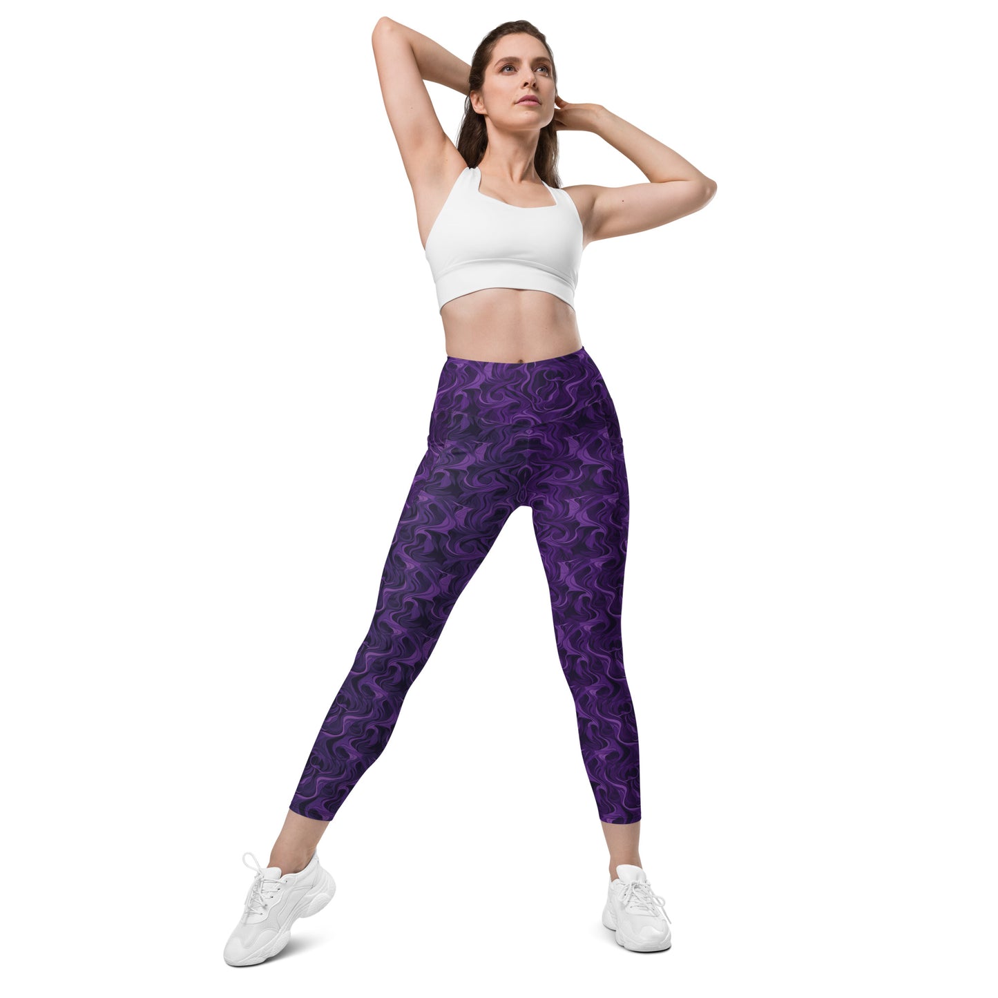 Leggings mit Taschen - Violette Wellen