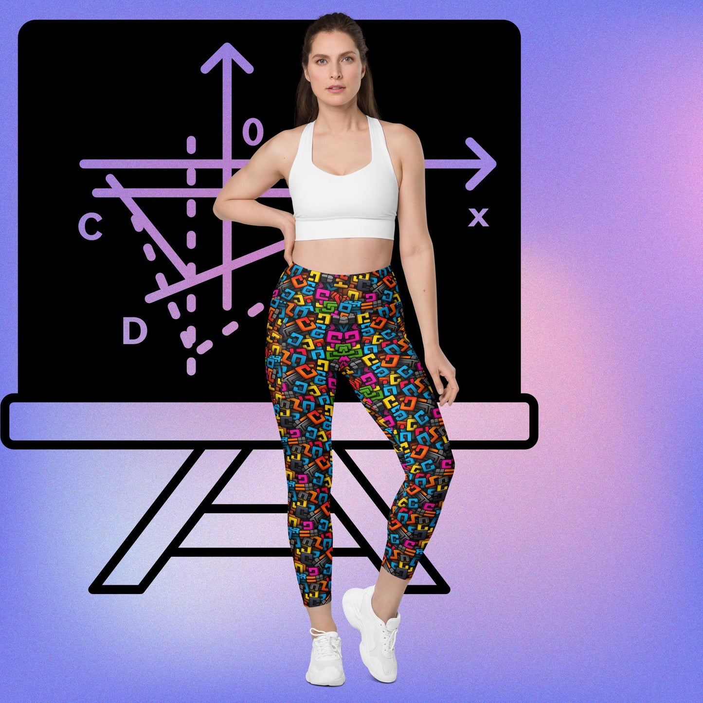 Leggings mit Taschen - Bunte Buchstaben