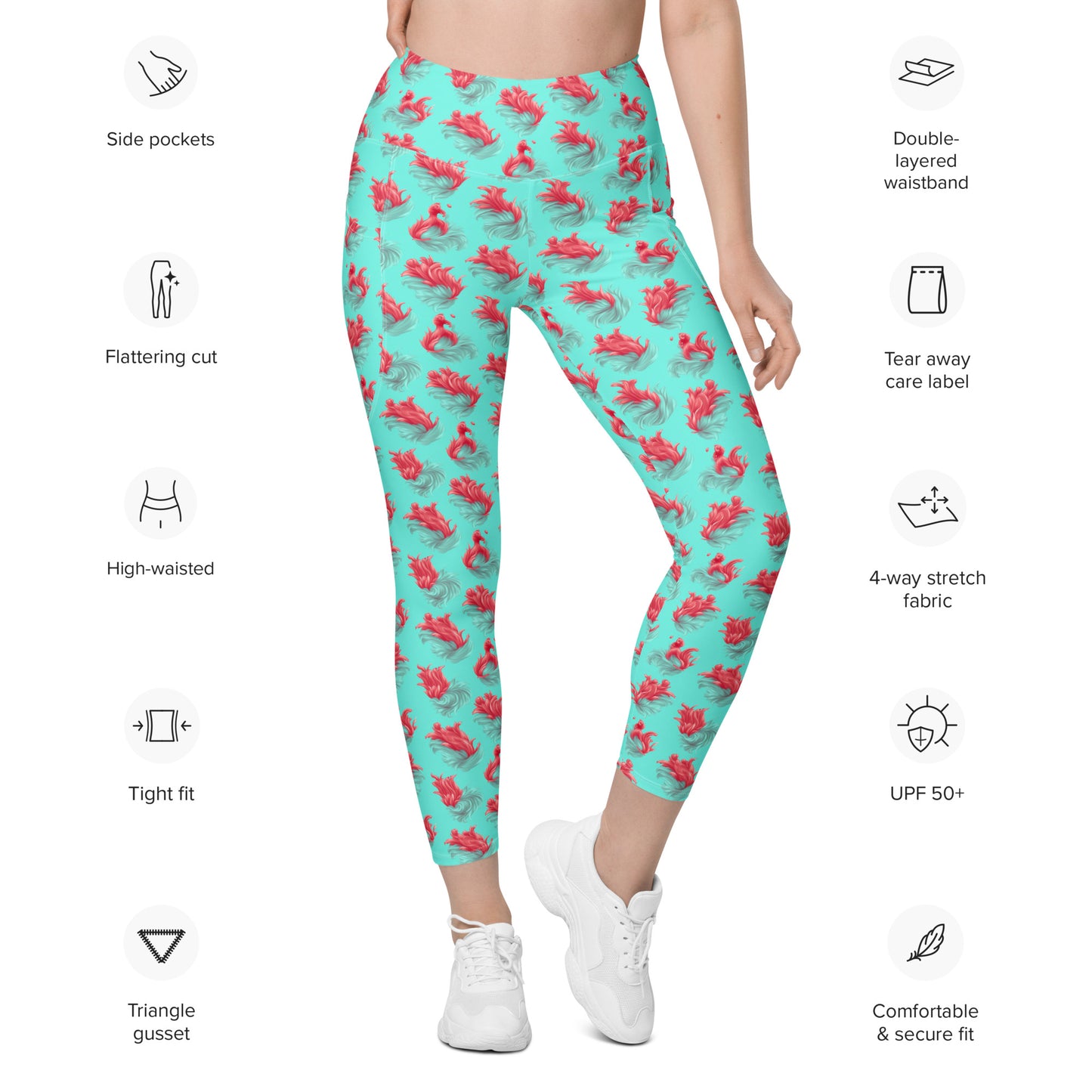 Leggings mit Taschen - Rote Flamme