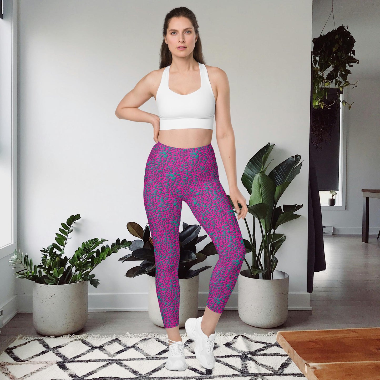 Leggings mit Taschen - Türkise Steine