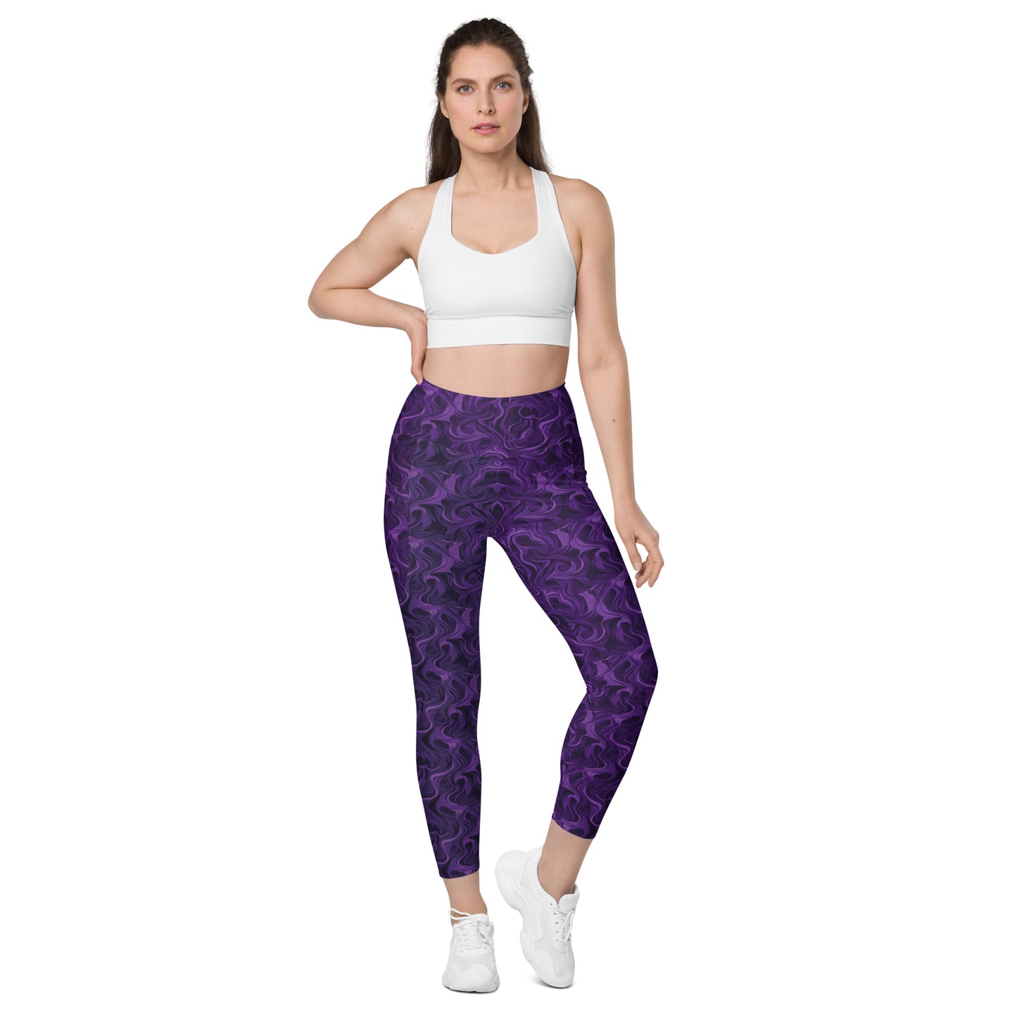Leggings mit Taschen - Violette Wellen