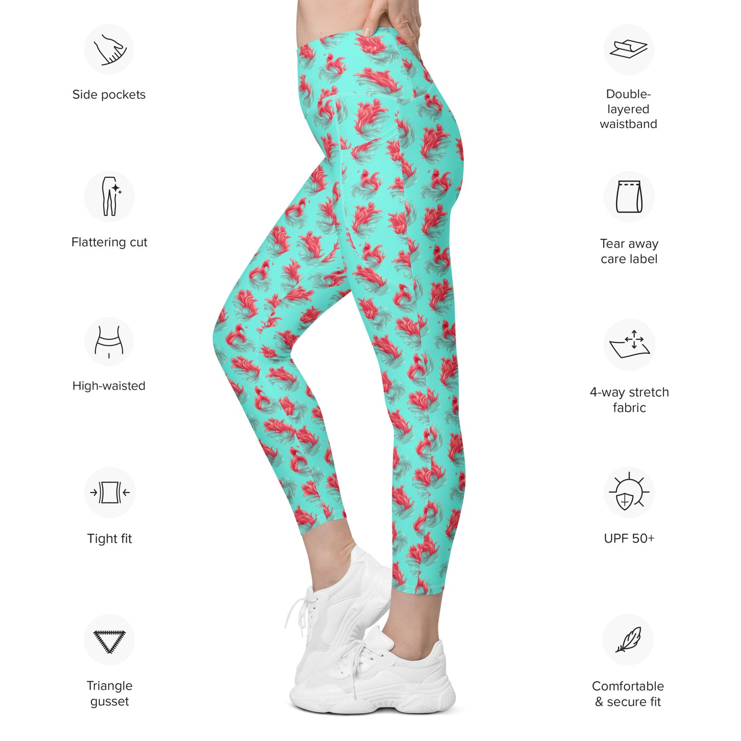 Leggings mit Taschen - Rote Flamme