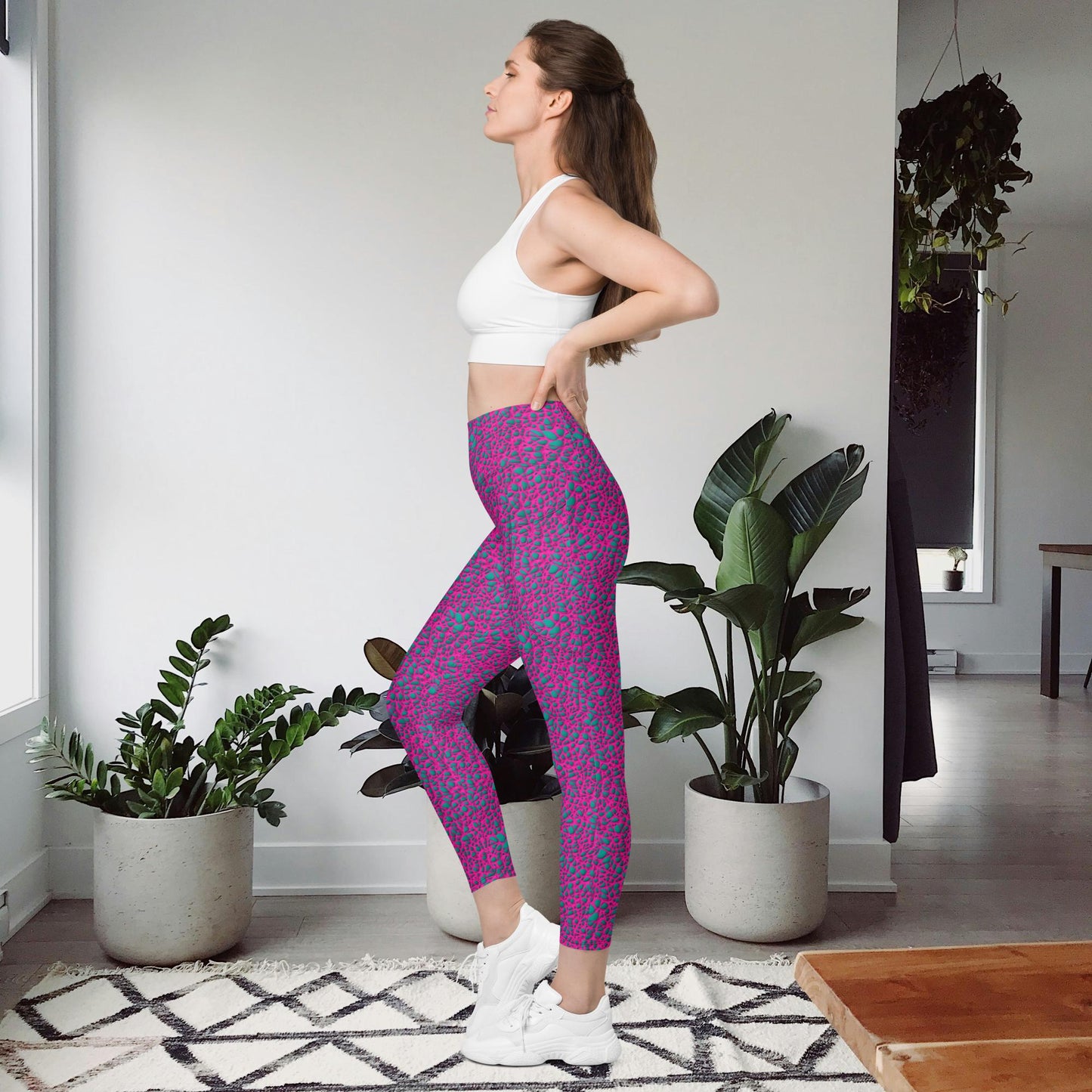 Leggings mit Taschen - Türkise Steine