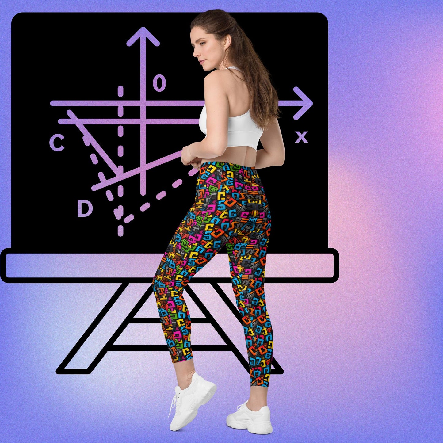 Leggings mit Taschen - Bunte Buchstaben