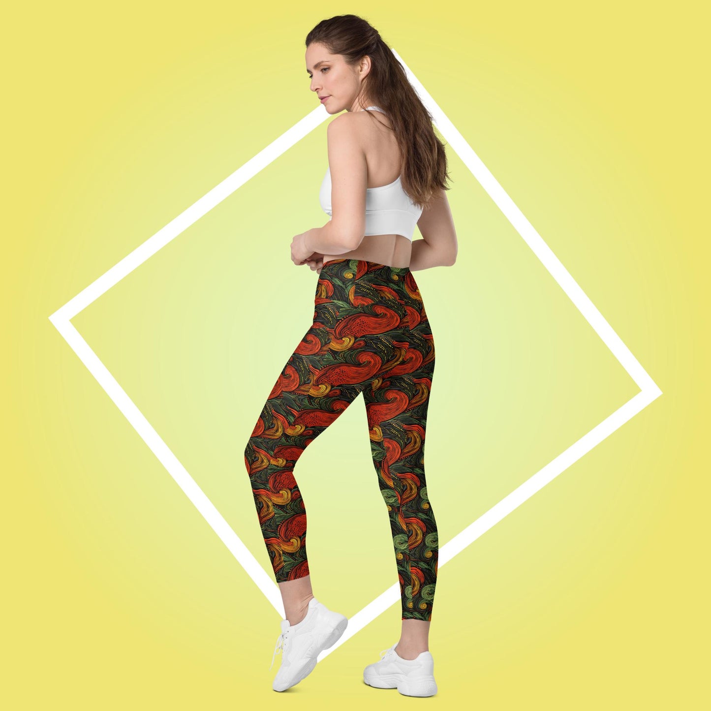 Leggings mit Taschen - Rotes Paisley