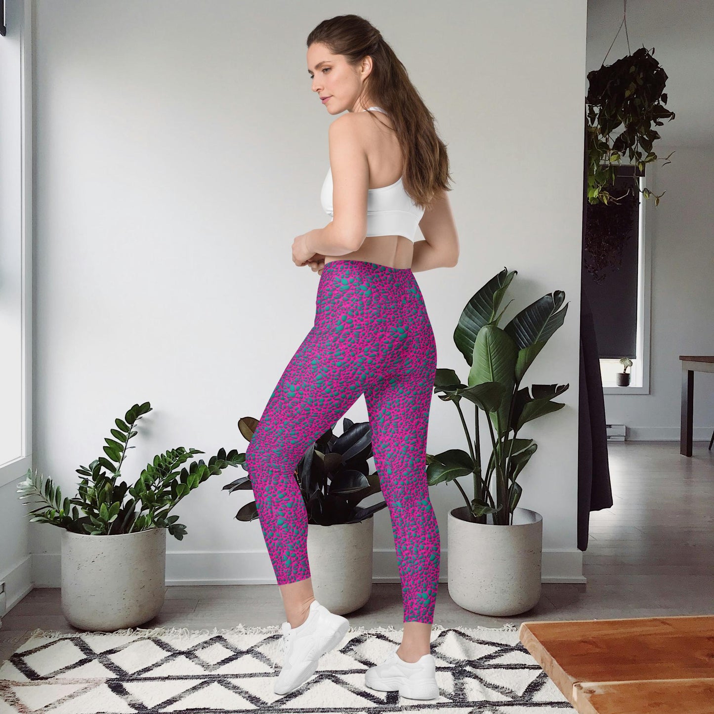Leggings mit Taschen - Türkise Steine