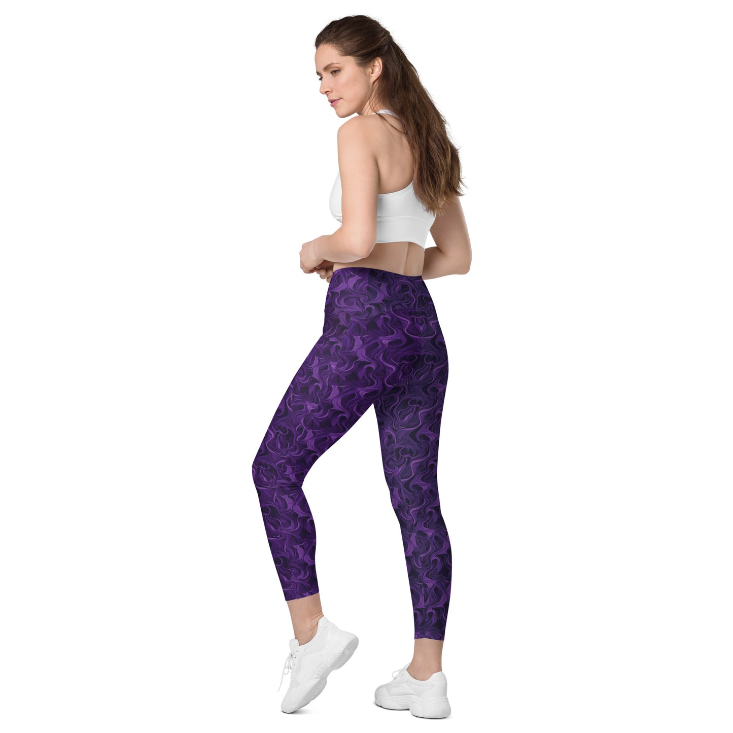 Leggings mit Taschen - Violette Wellen