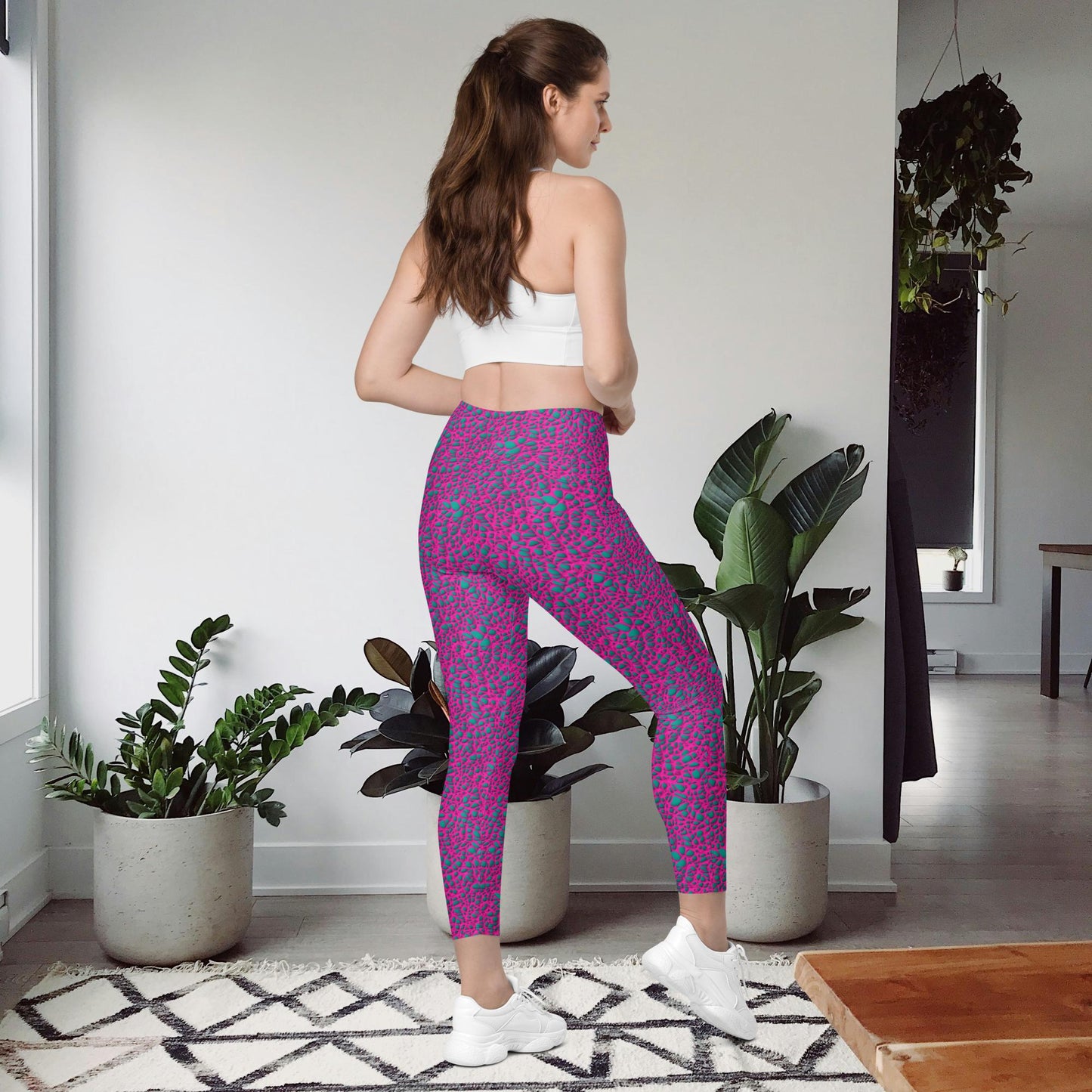 Leggings mit Taschen - Türkise Steine