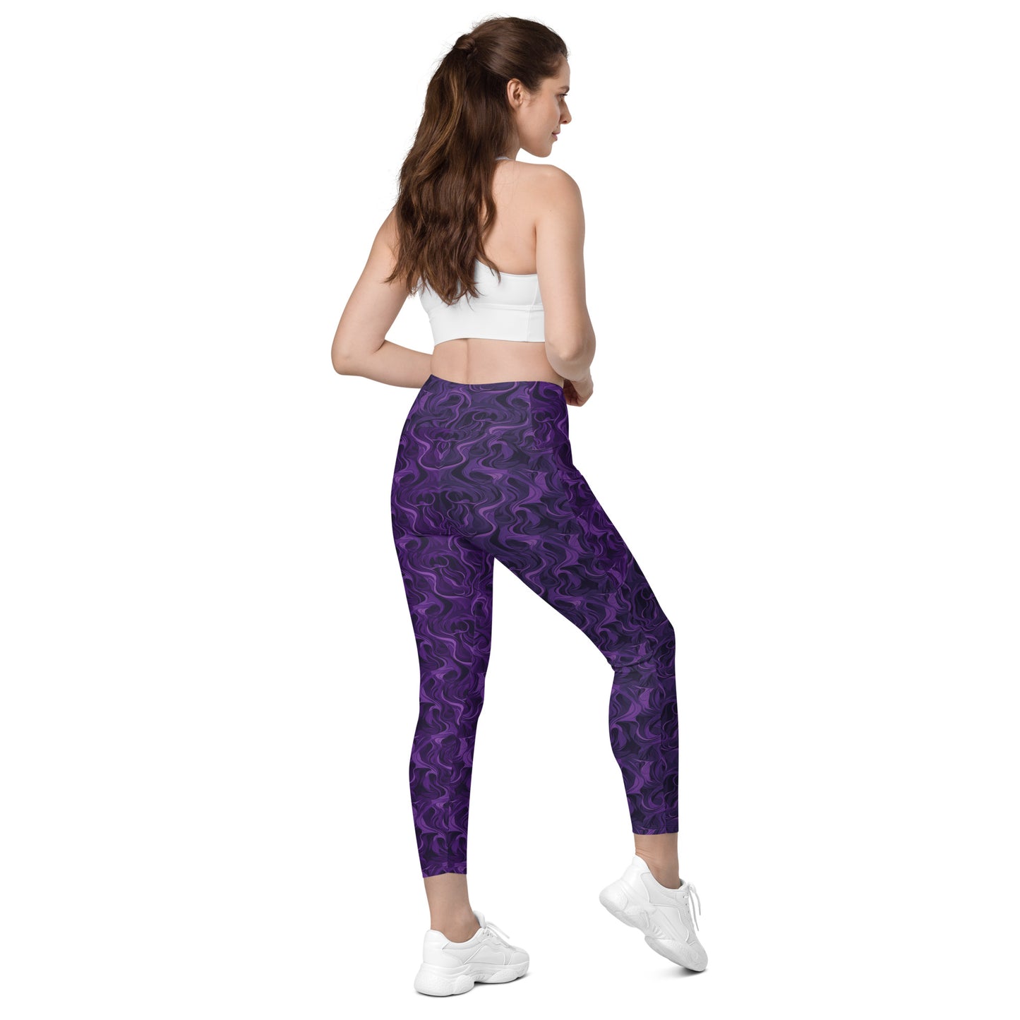 Leggings mit Taschen - Violette Wellen