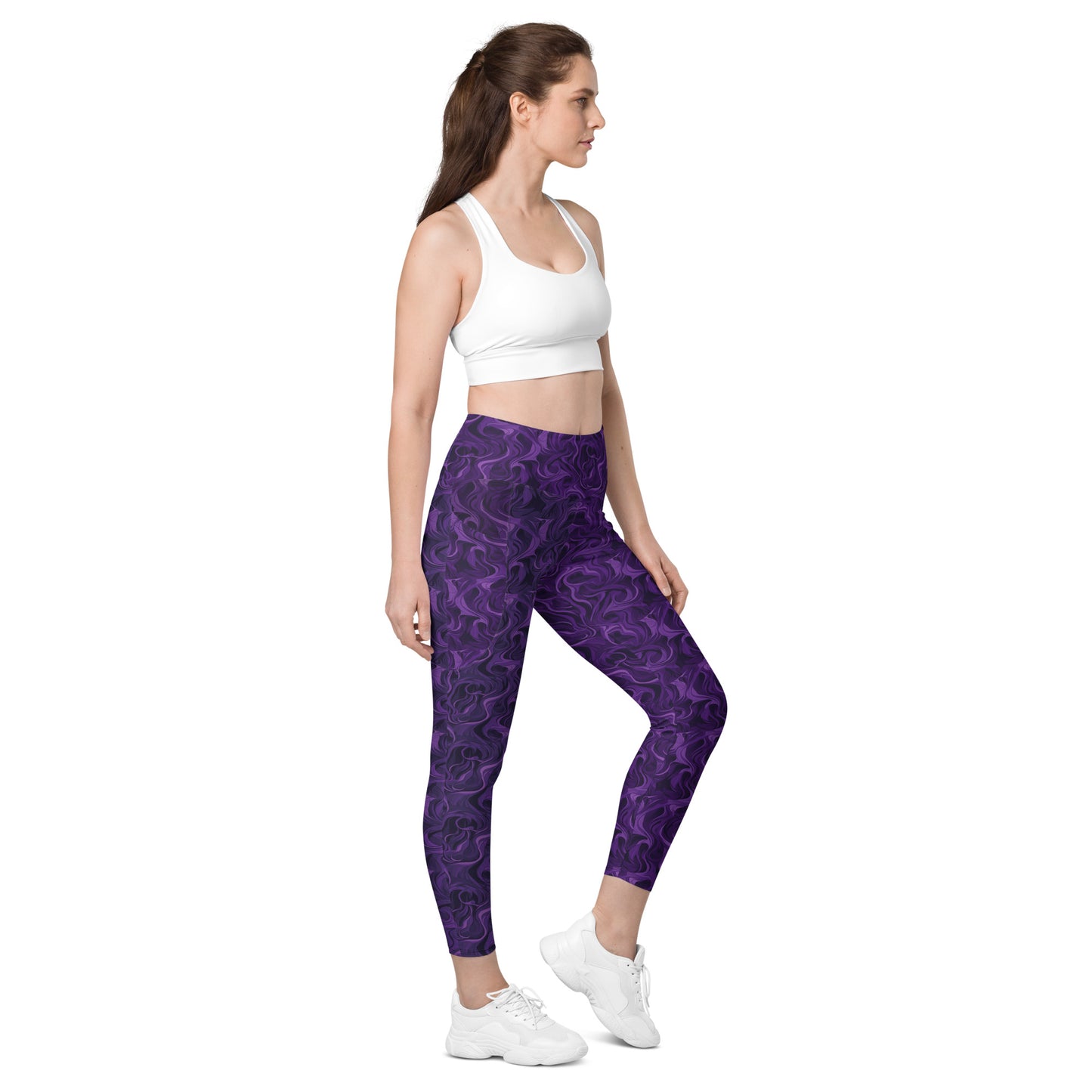 Leggings mit Taschen - Violette Wellen