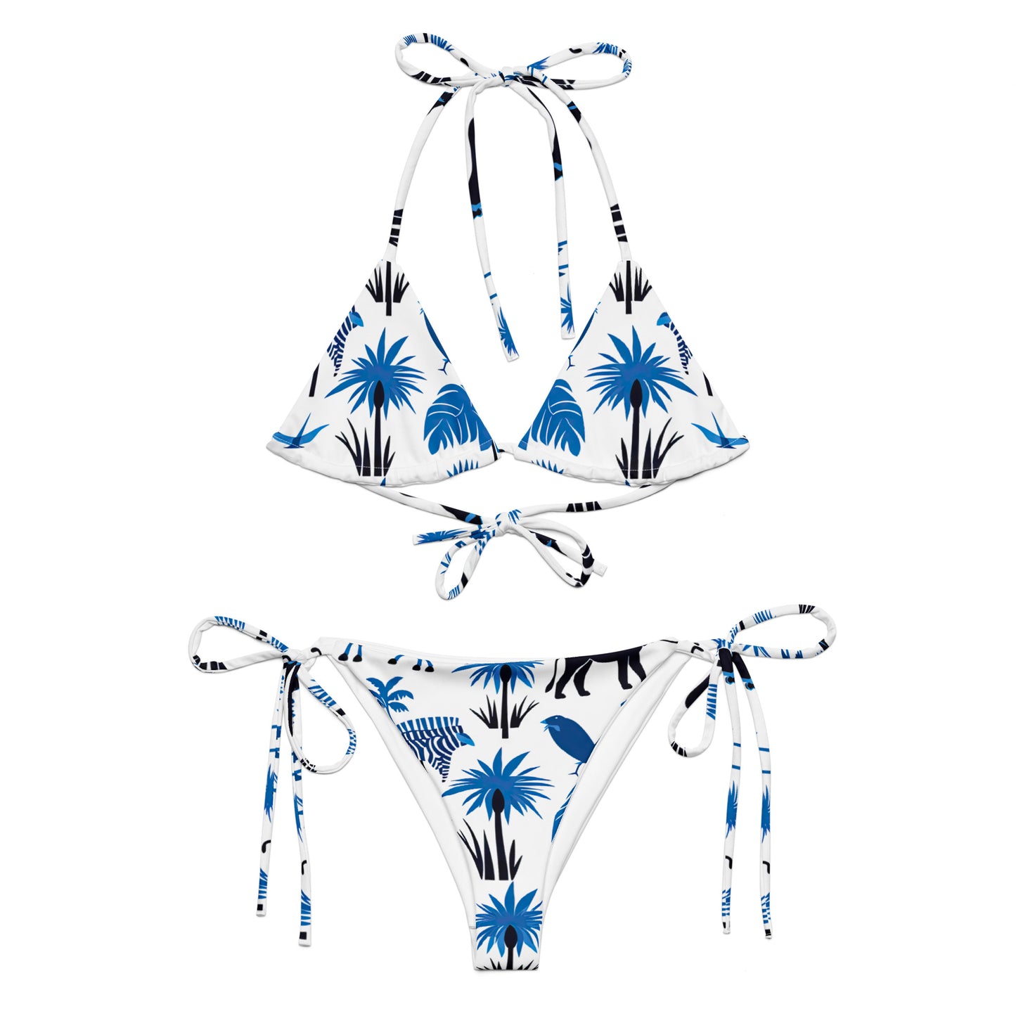 Schnürbikini - Afrika Blau Weiß