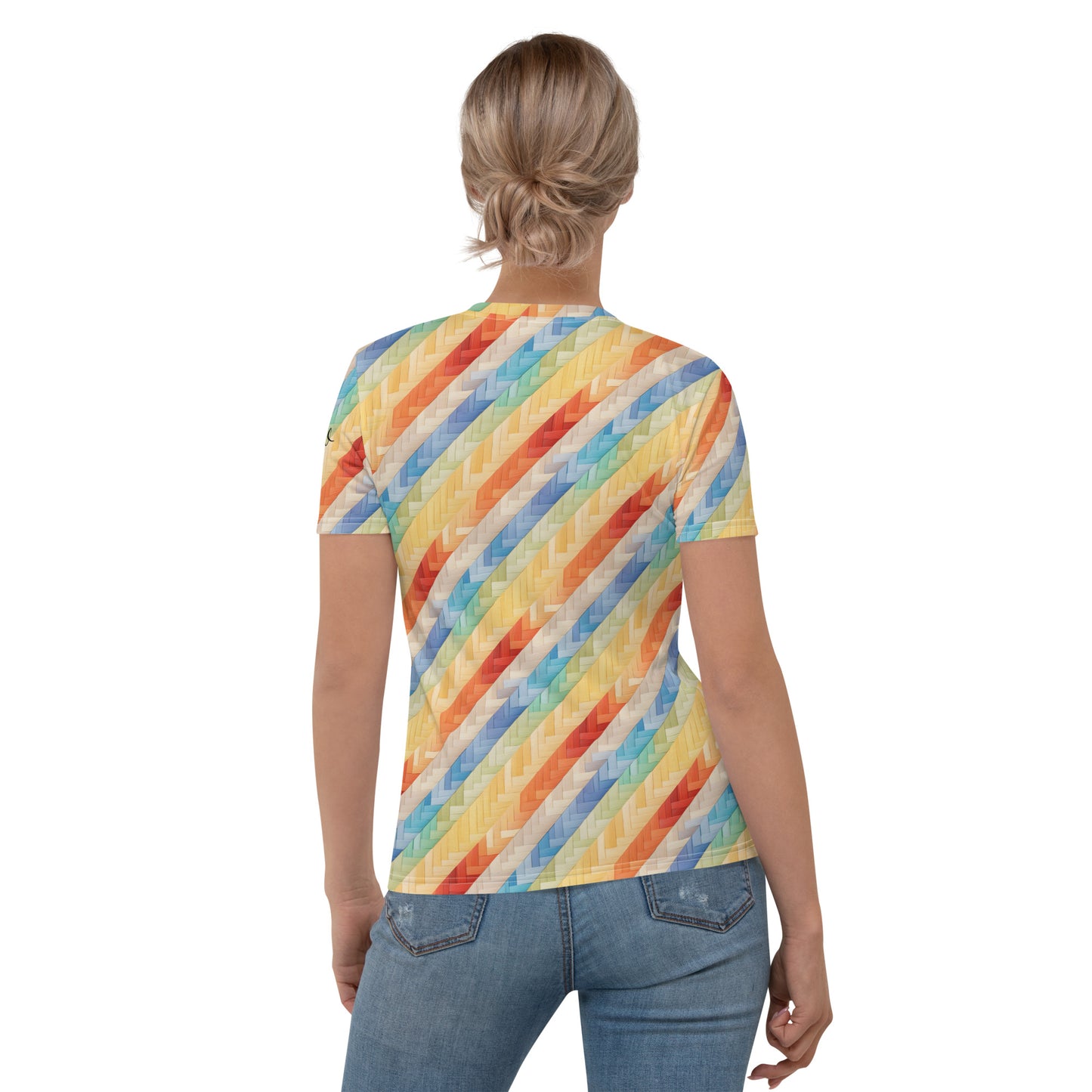 AllOver-Damen-T-Shirt - bunte Baststreifen