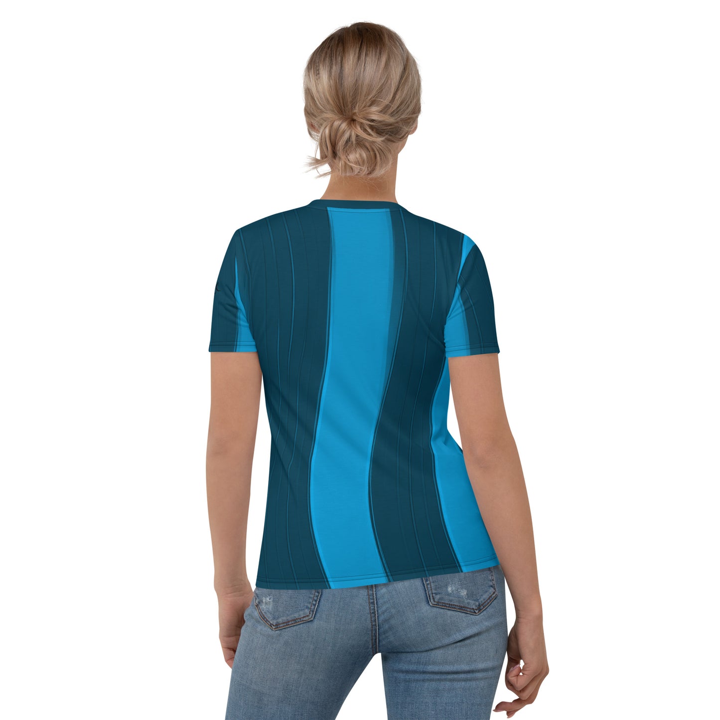 AllOver-Damen-T-Shirt - breite Streifen-Blau