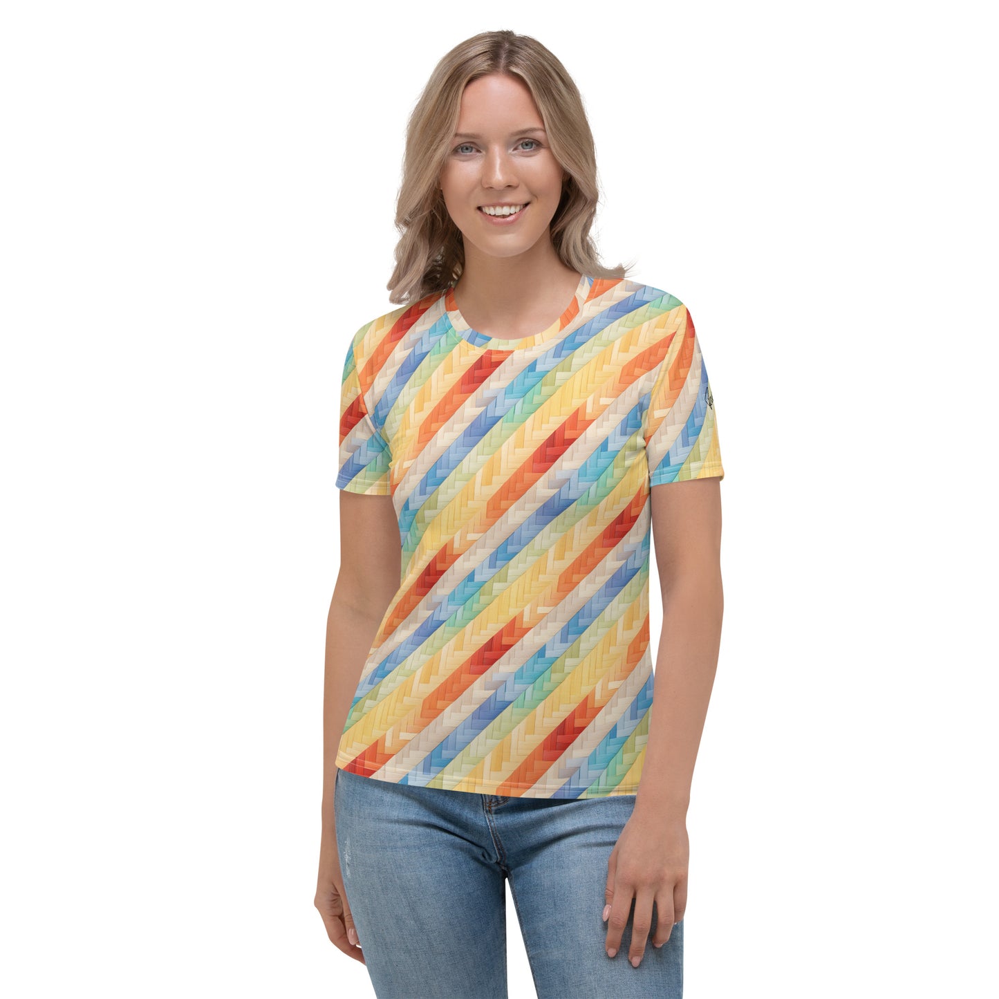 AllOver-Damen-T-Shirt - bunte Baststreifen