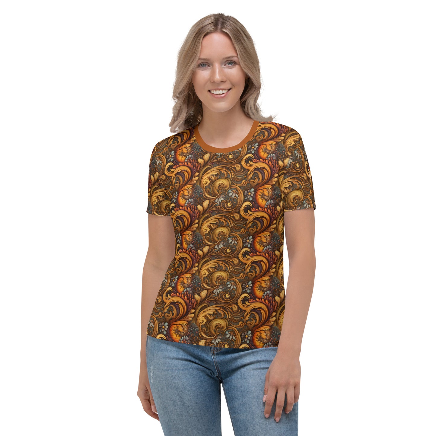 AllOver-Damen-T-Shirt - Paisley-Herbstfarben
