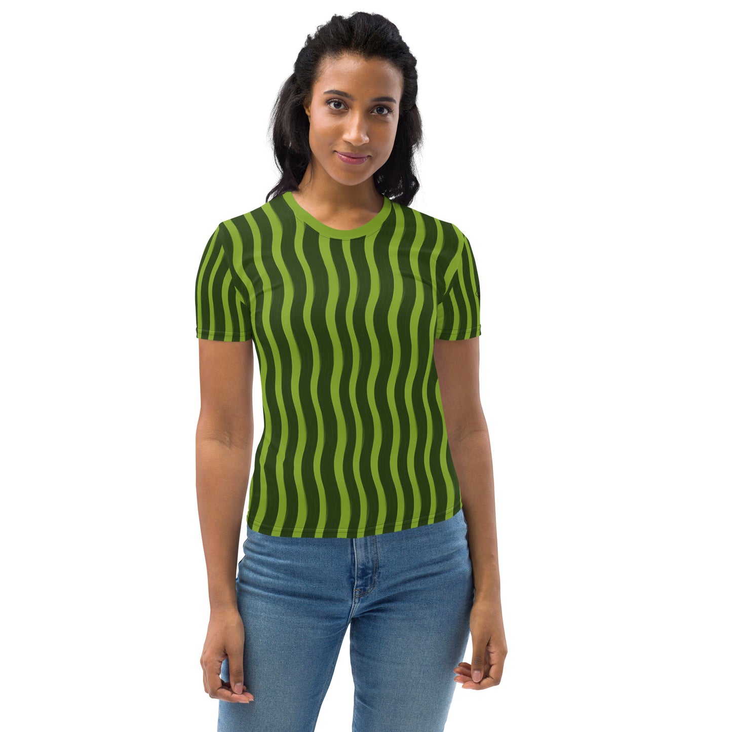 AllOver-Damen-T-Shirt - Streifen Grün