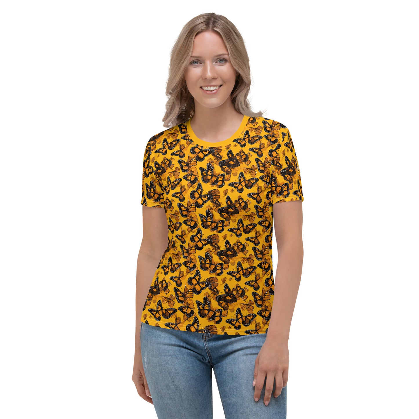 AllOver-Damen-T-Shirt - Schmetterlinge Gelb