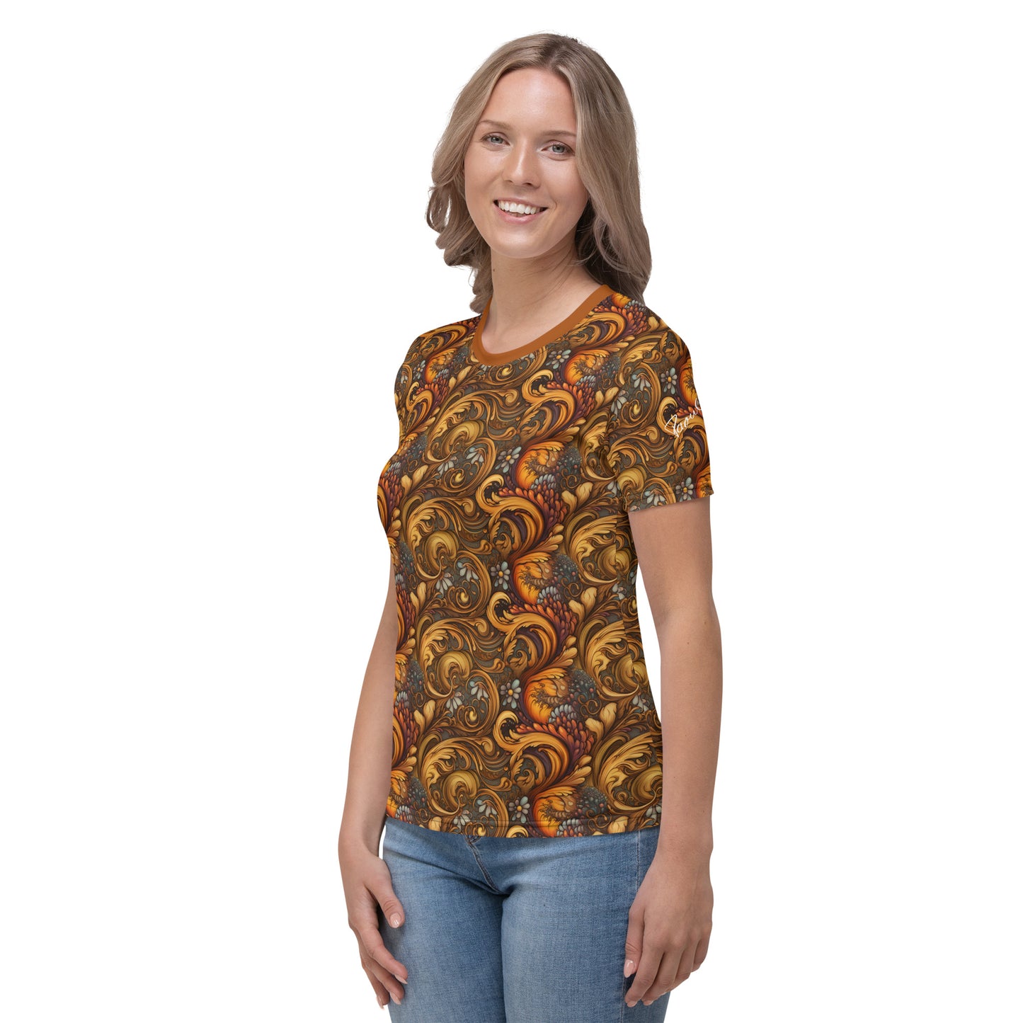 AllOver-Damen-T-Shirt - Paisley-Herbstfarben