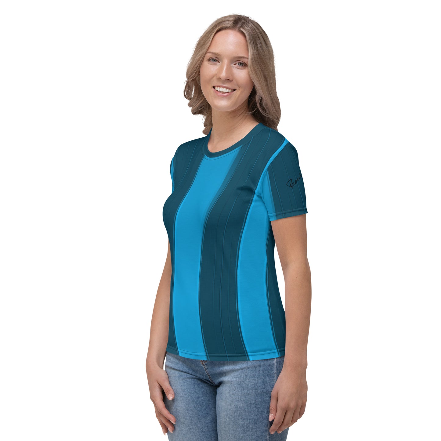 AllOver-Damen-T-Shirt - breite Streifen-Blau