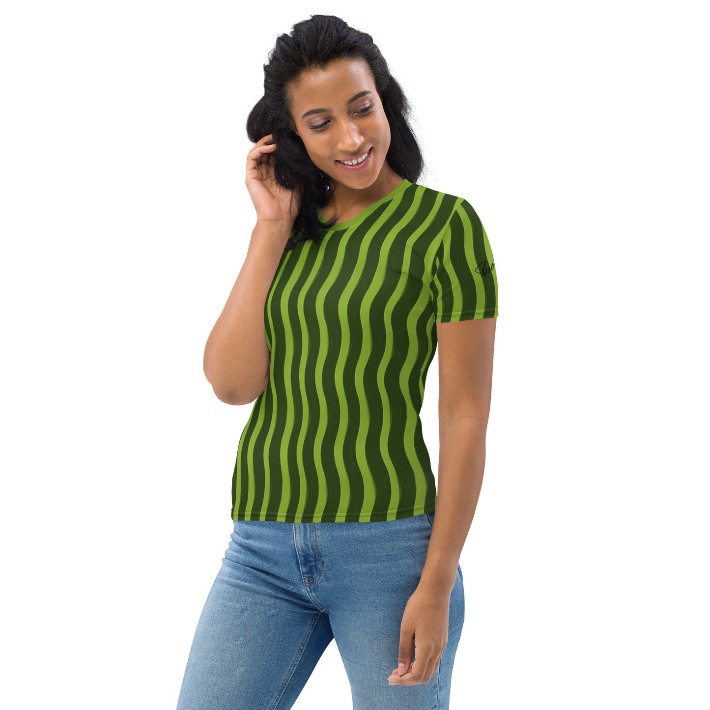 AllOver-Damen-T-Shirt - Streifen Grün