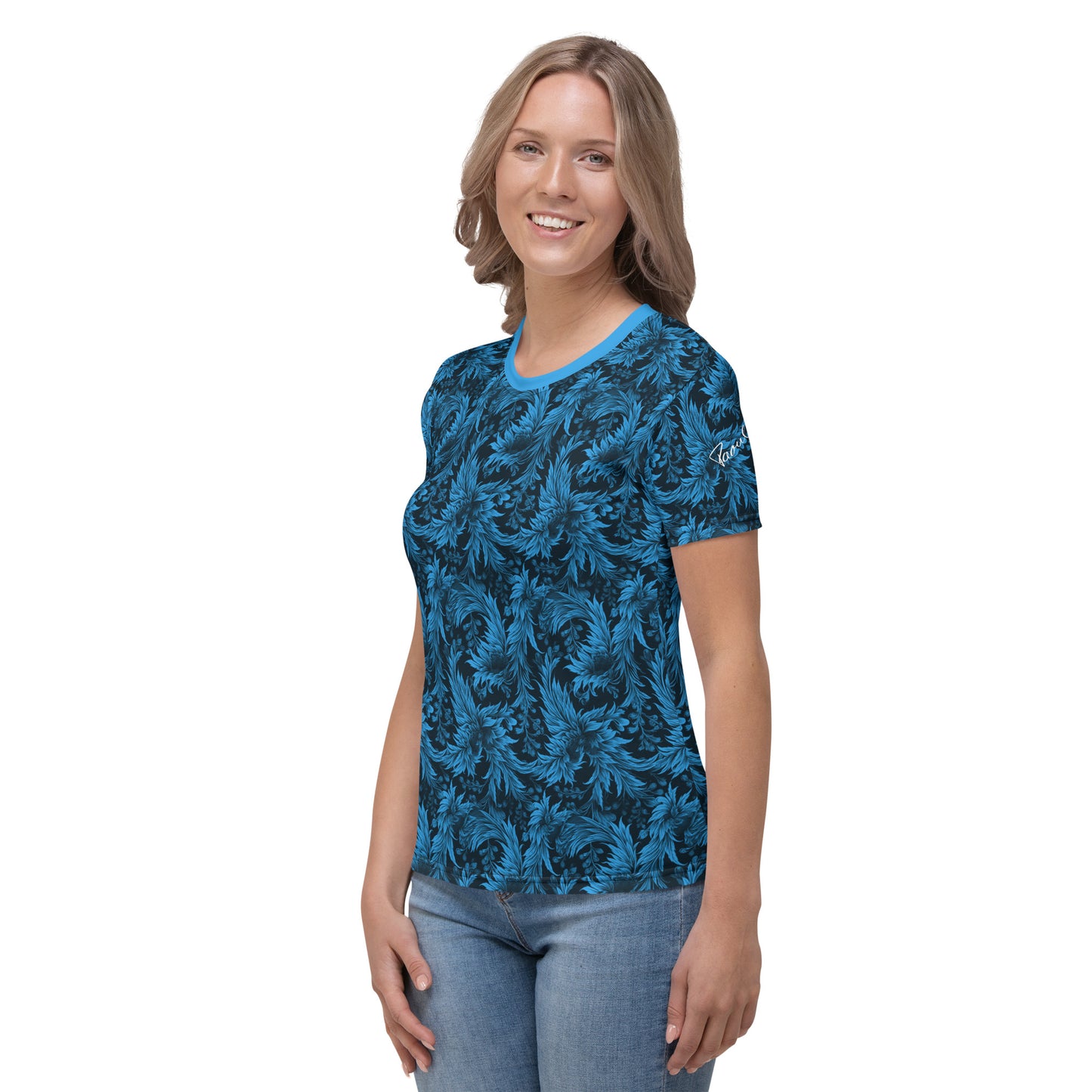 AllOver-Damen-T-Shirt - Exoticblüte-Blau