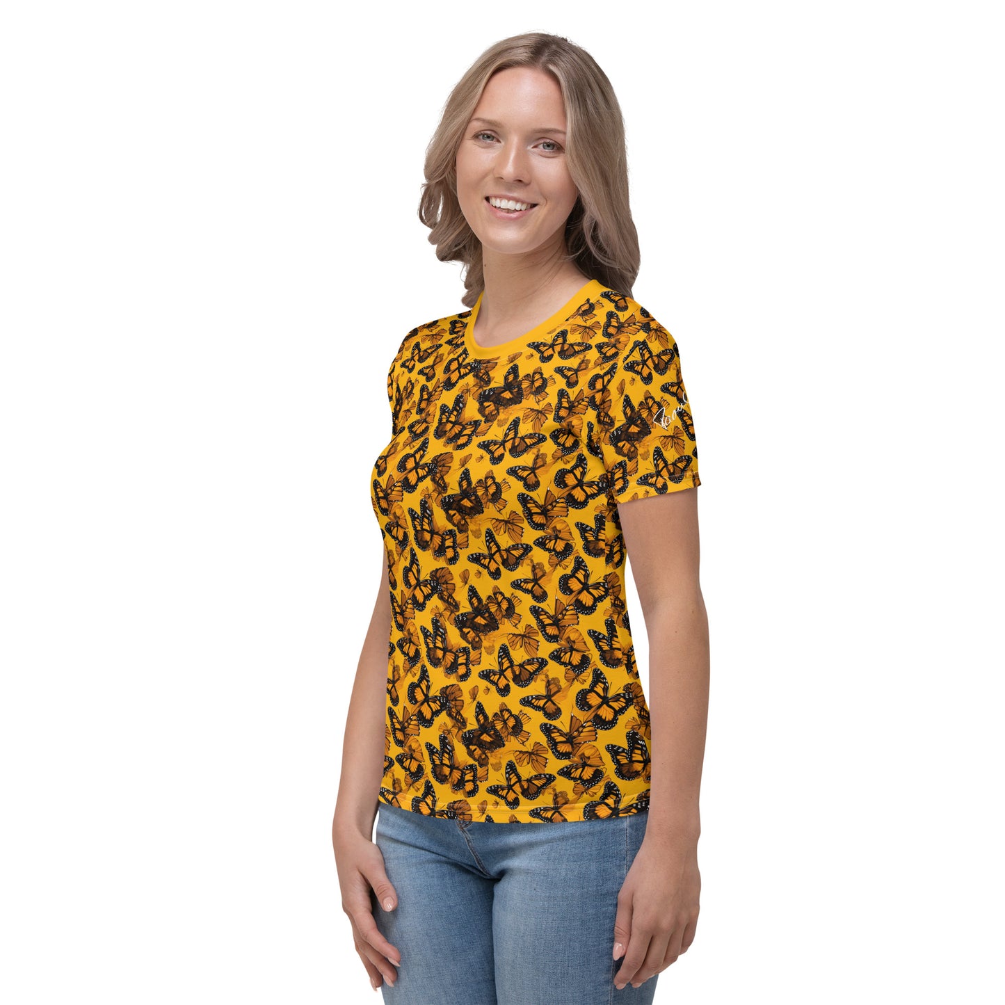 AllOver-Damen-T-Shirt - Schmetterlinge Gelb
